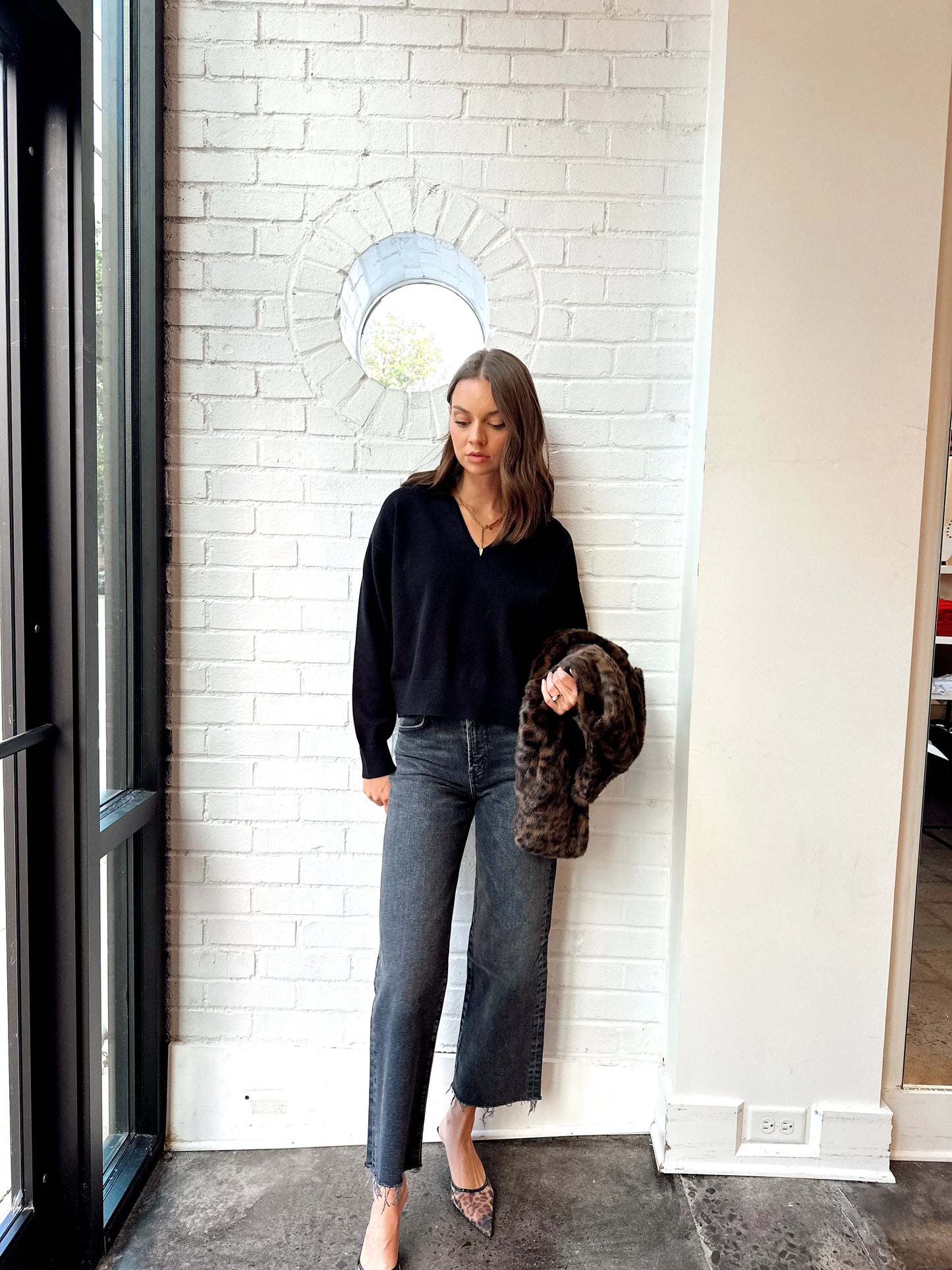 SLOAN KNIT COLLARED PULLOVER