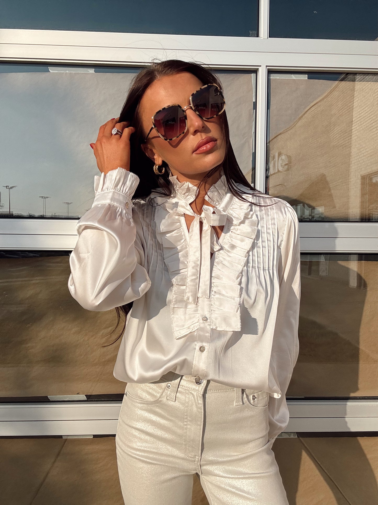 SILKY RUFFLED BLOUSE