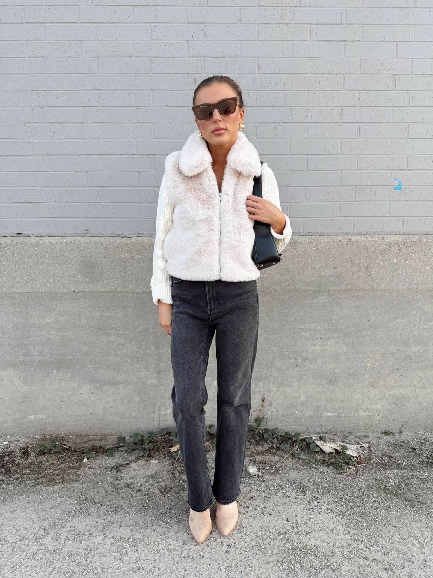 GIA CROPPED FUR SWEATER