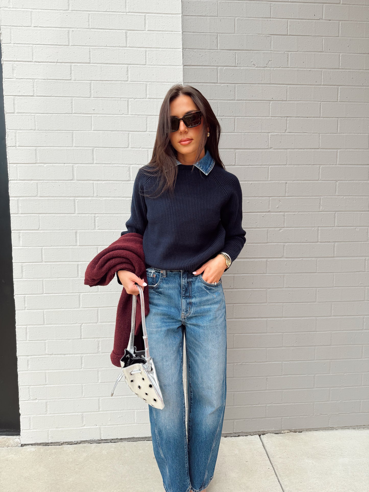 DASH DENIM COLLAR PULLOVER