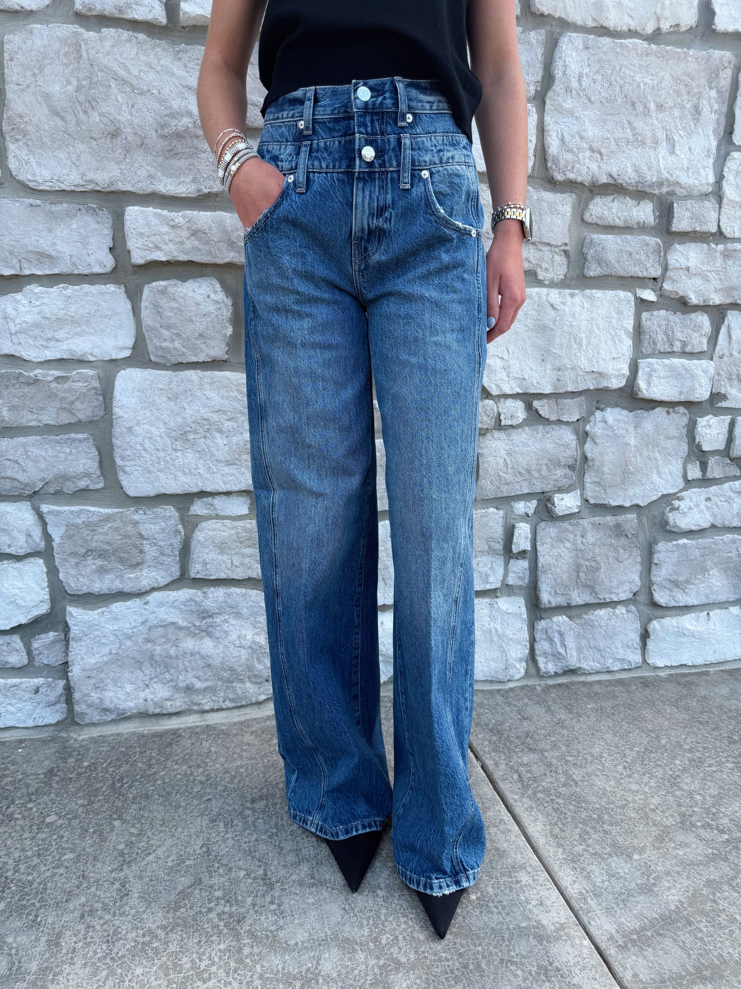 CALEB HIGH RISE RELAXED STACKED WAIST
