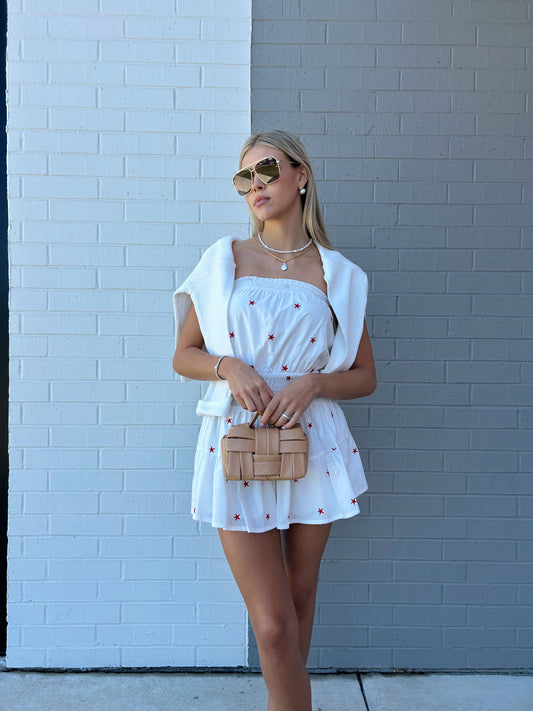 STAR EMBROIDERED ROMPER