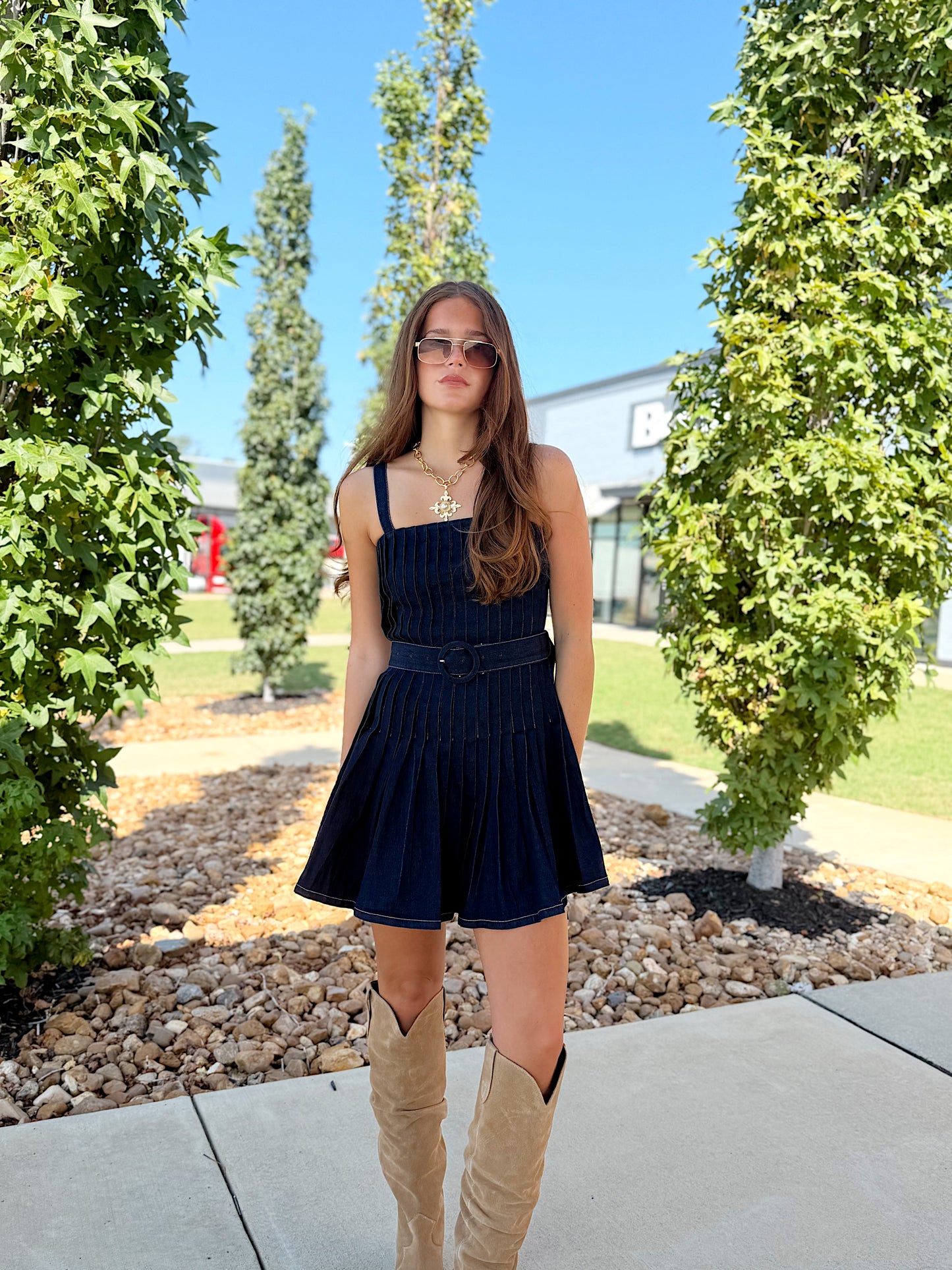 STRETCH DENIM MINI DRESS