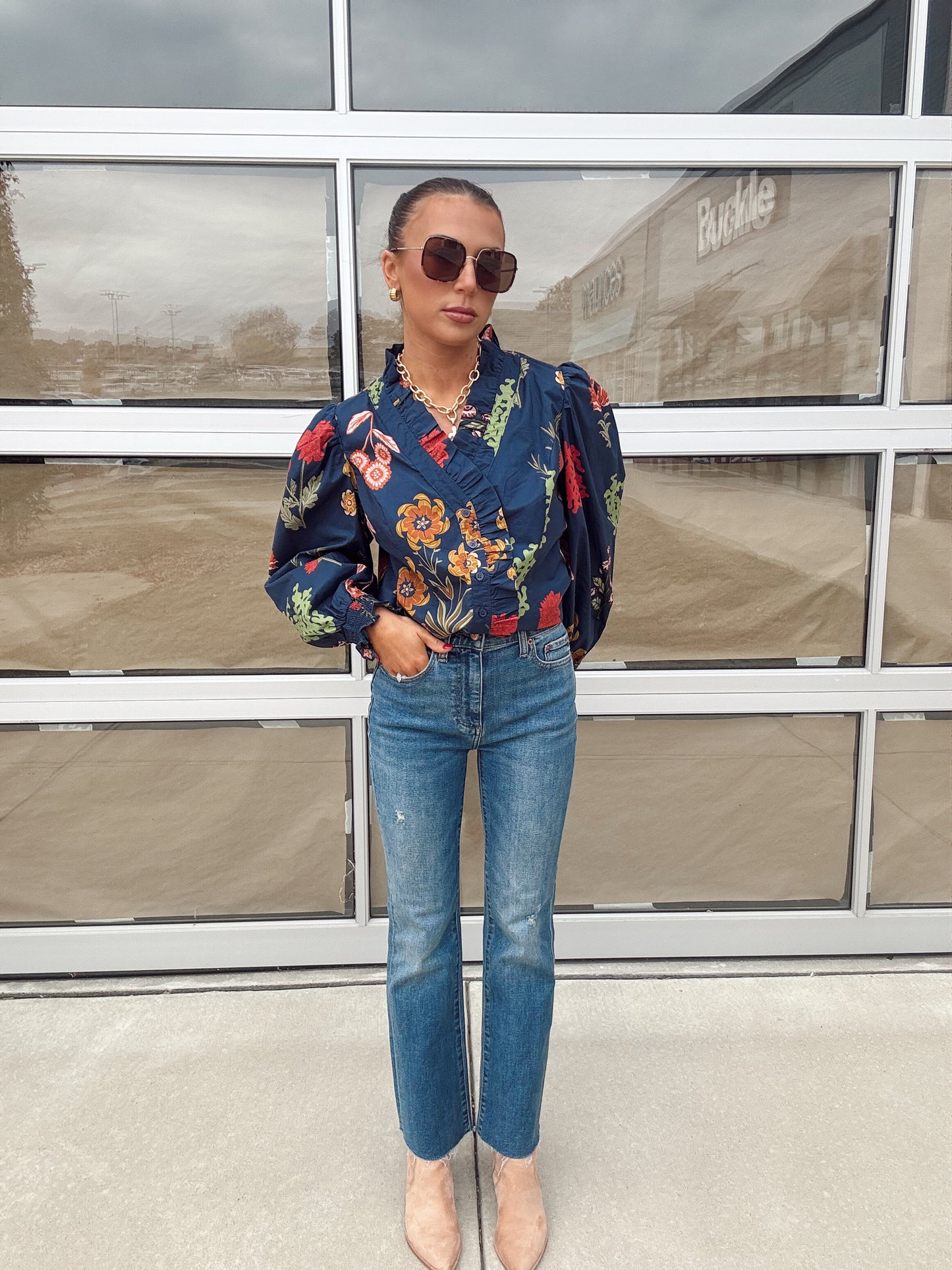 MIDNIGHT FLORAL MIX BLOUSE