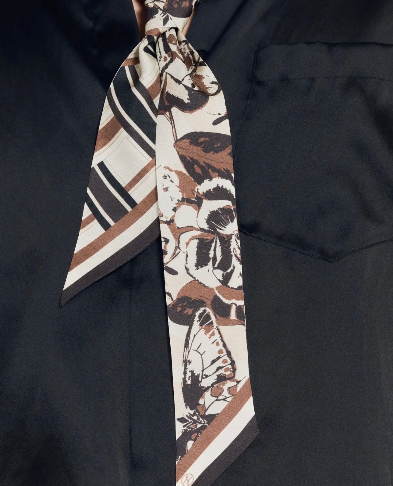 LOST PATTERN X LEATHEROLOGY SILK TWILL SKINNY SCARF