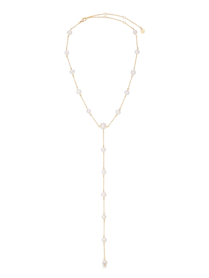DRIPPING PEARL LARIAT NECKLACE