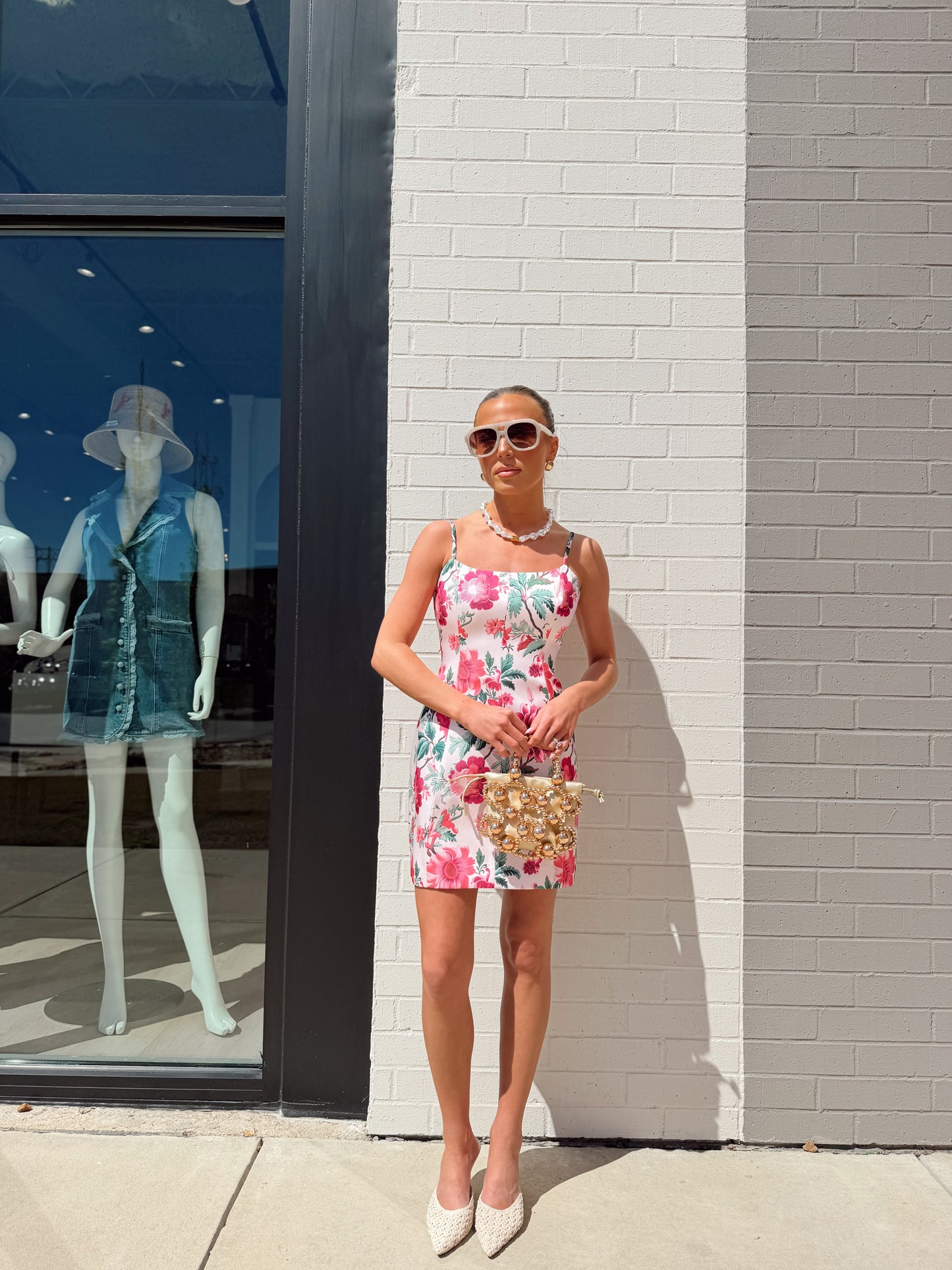 YORK SATIN CHRISTA FLORAL MINI DRESS