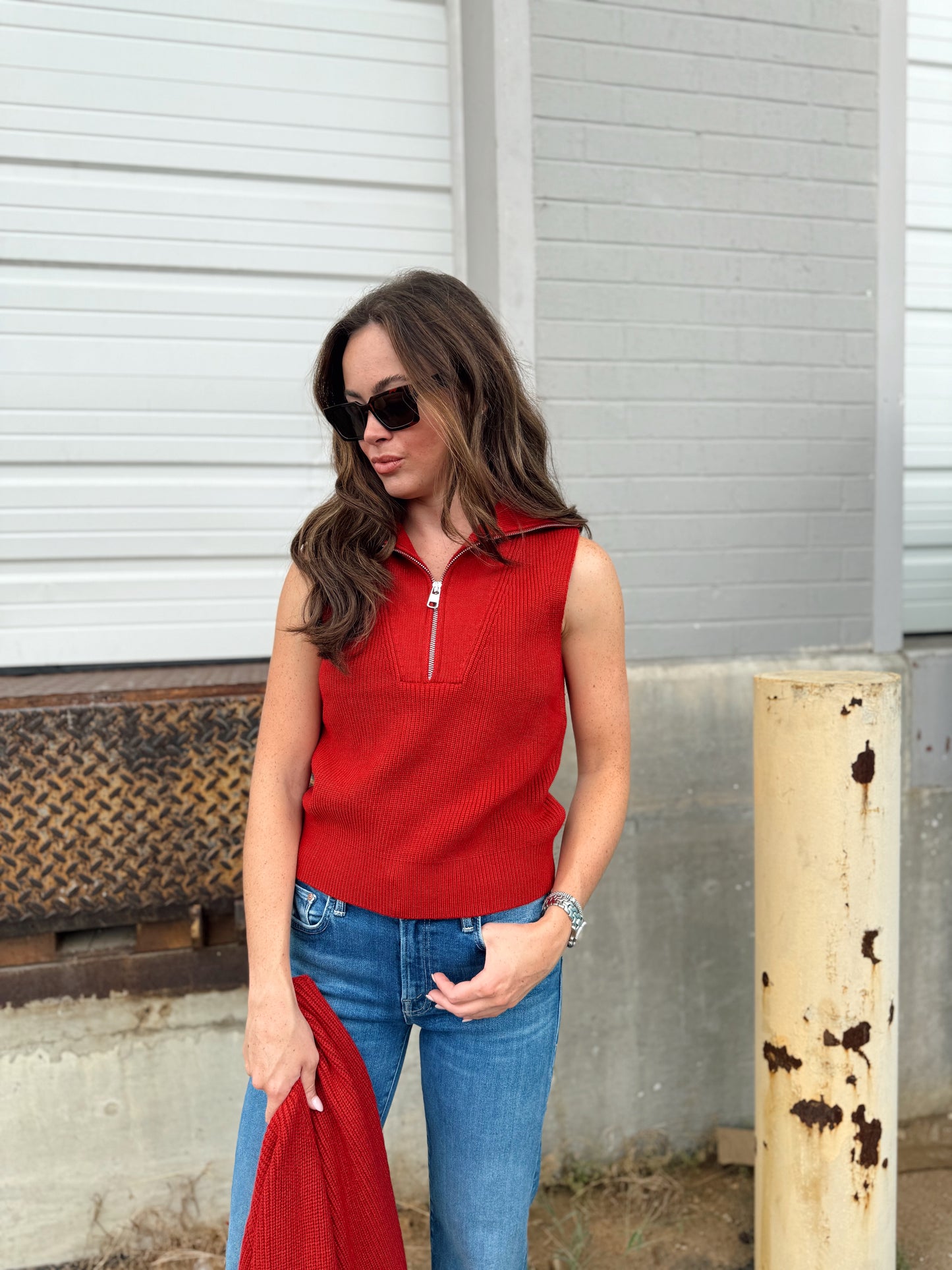 ANIMAL HALF ZIP KNIT