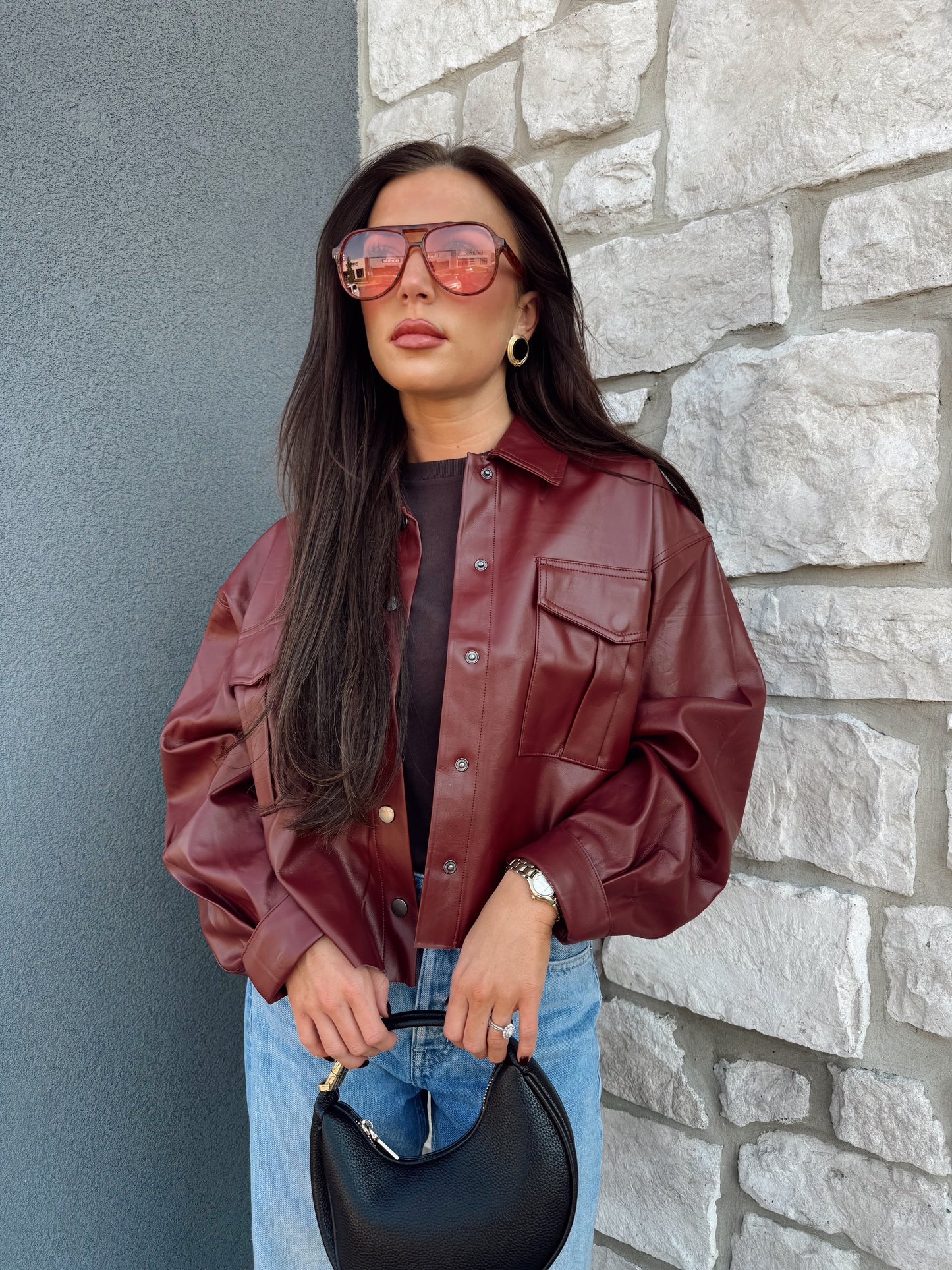 JUSTINE VEGAN LEATHER TOP