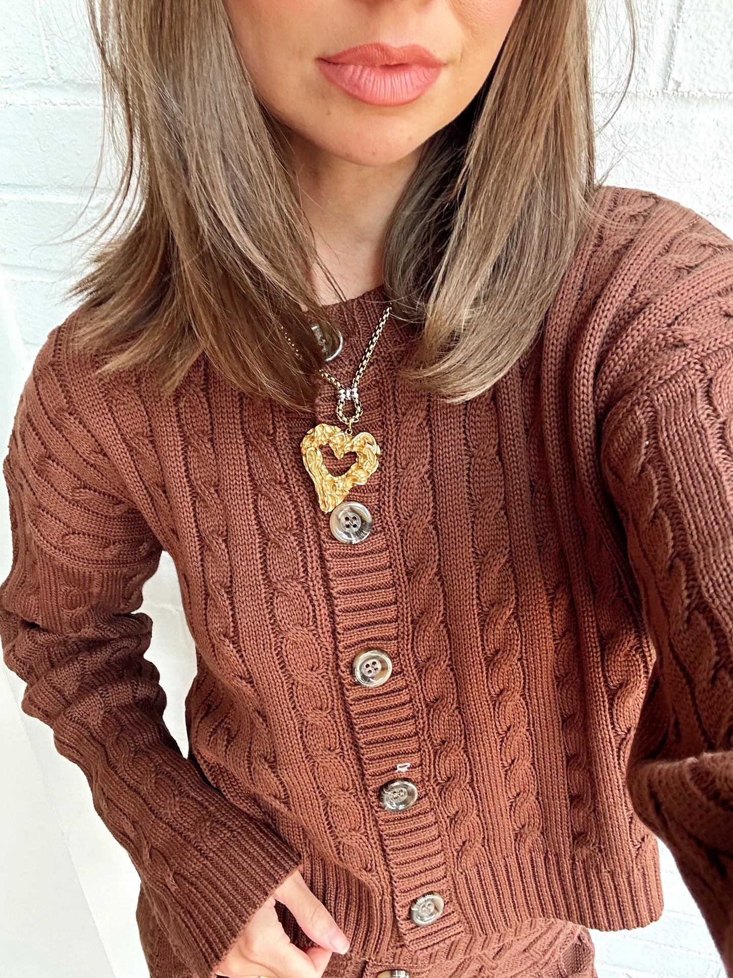 CABLE KNIT LONG SLEEVE CARDIGAN