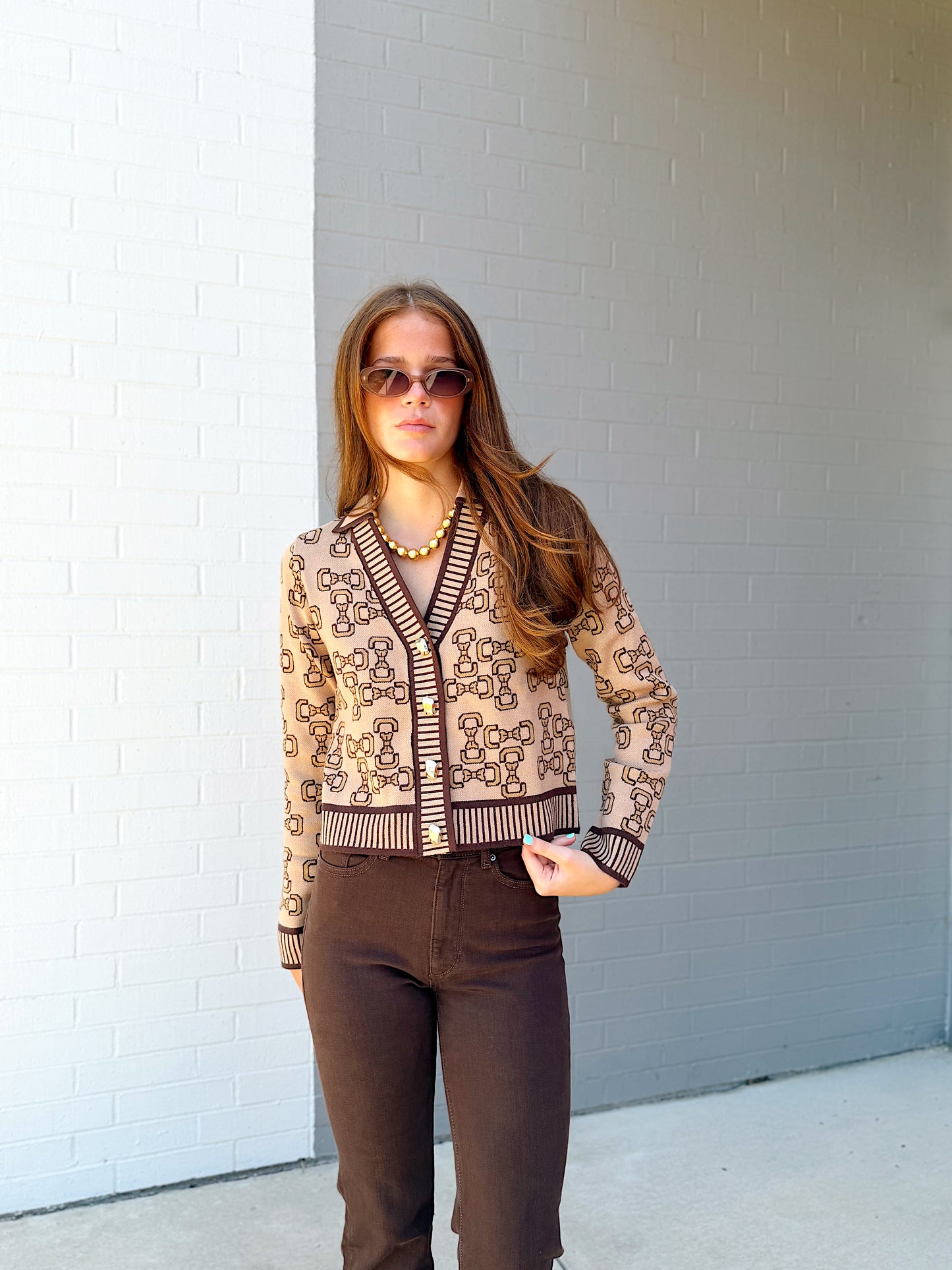 BOW PRINT CARDIGAN