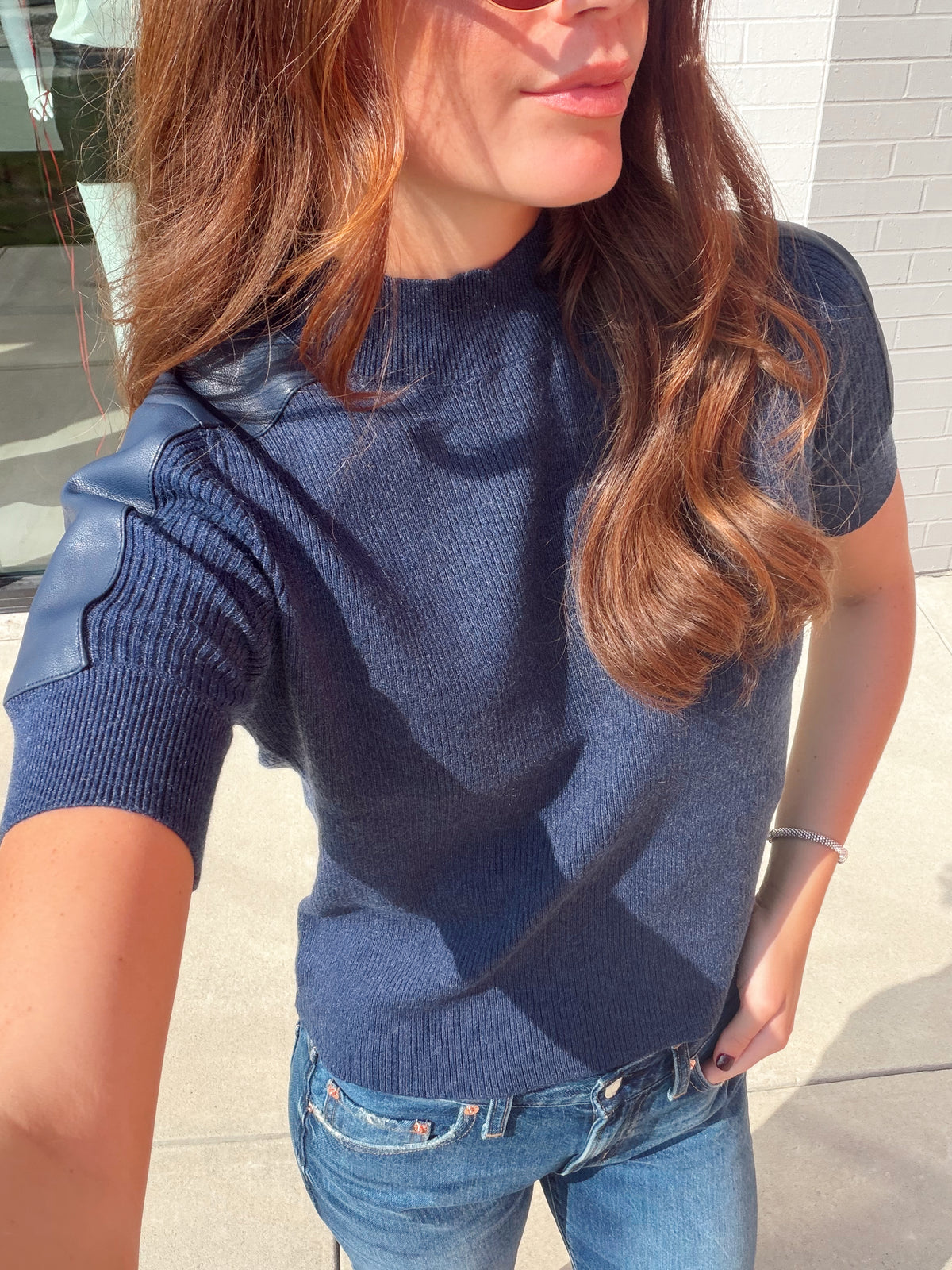 VESPER VEGAN TRIM RIBBED HALF SLEEVE