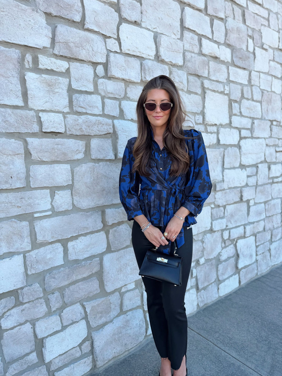 FLORAL BUTTON-UP WITH TIE BELT