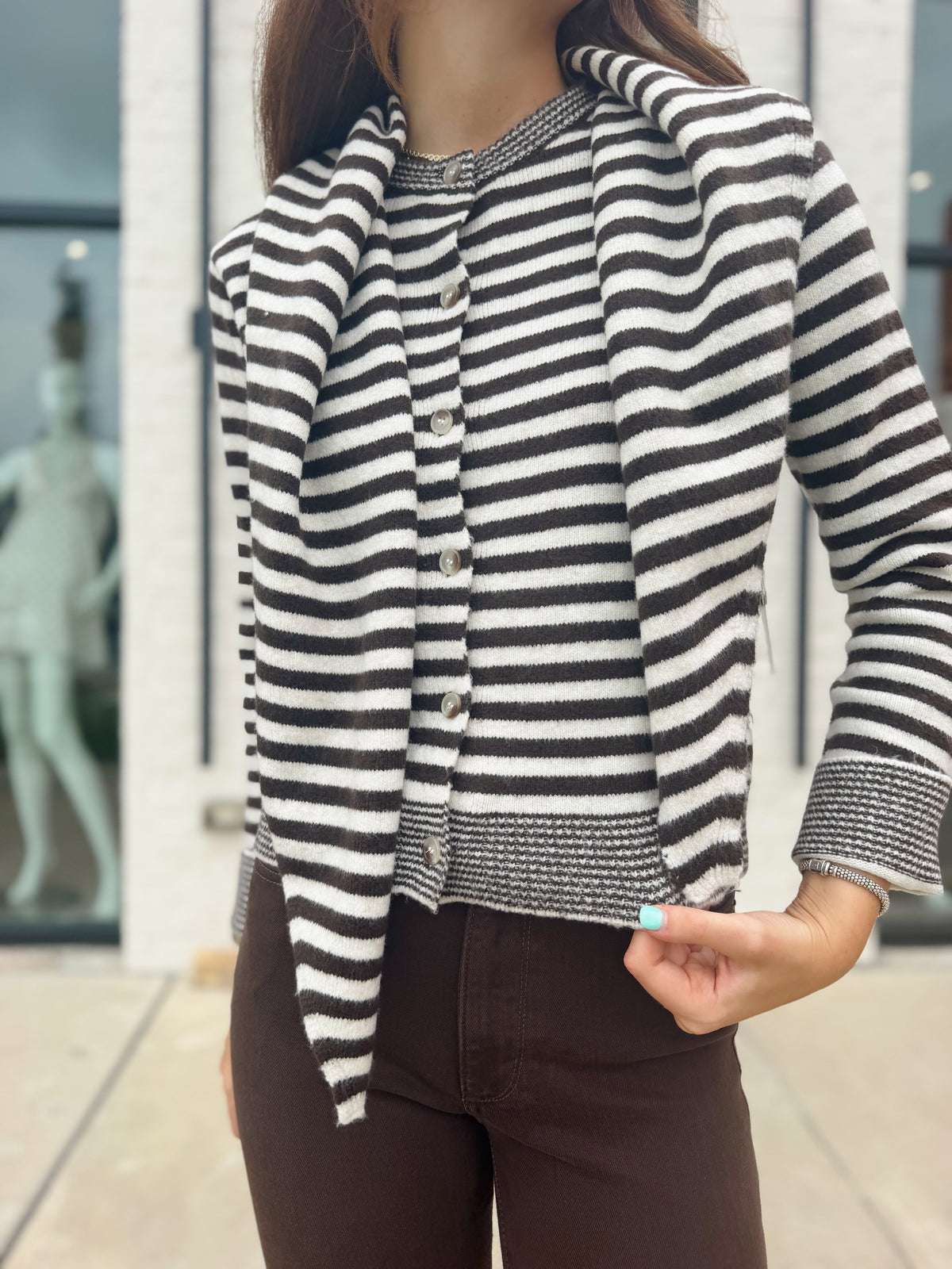 NEELA LONG SLEEVE STRIPED SWEATER