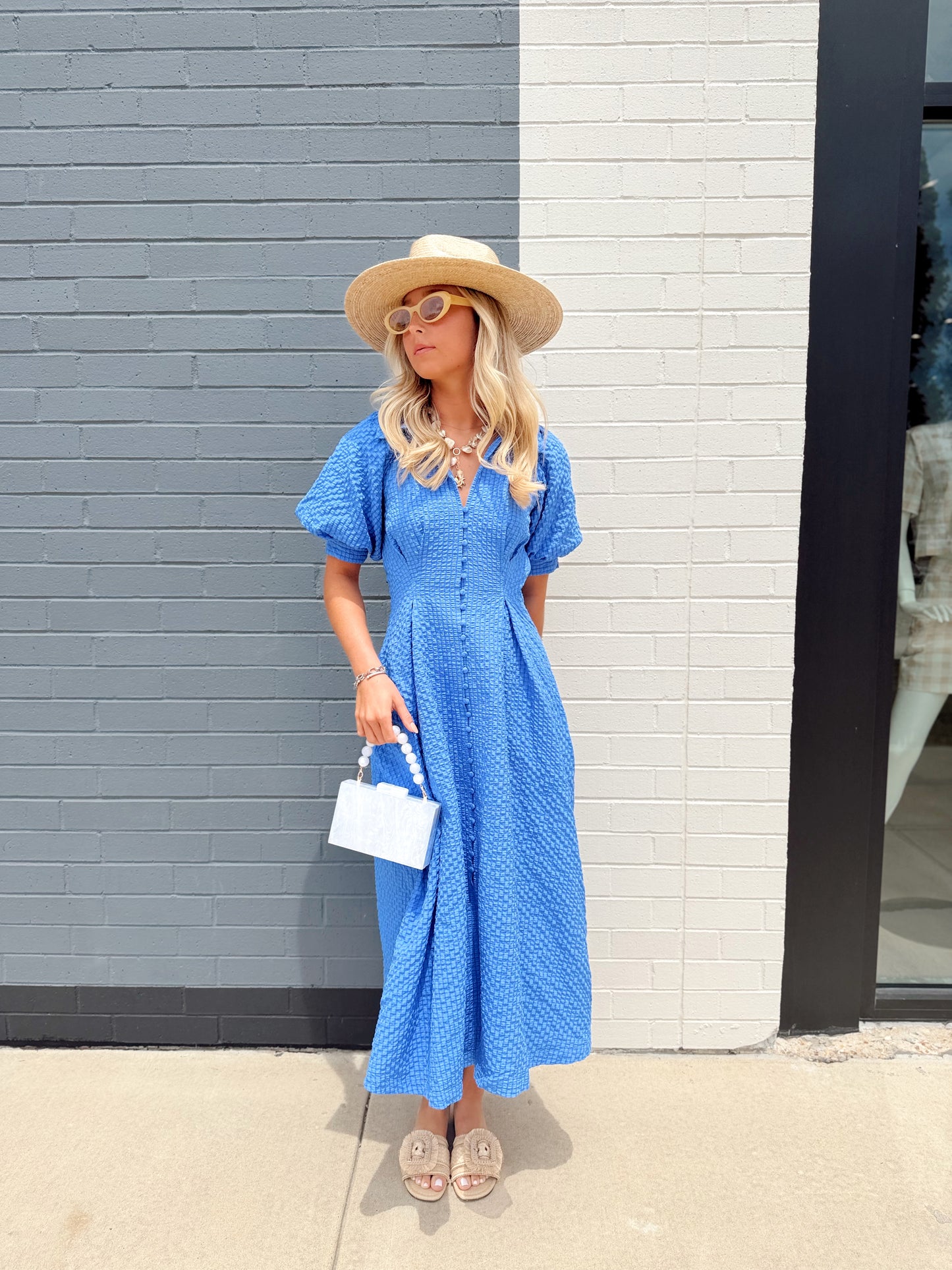 BUTTON UP MIDI DRESS