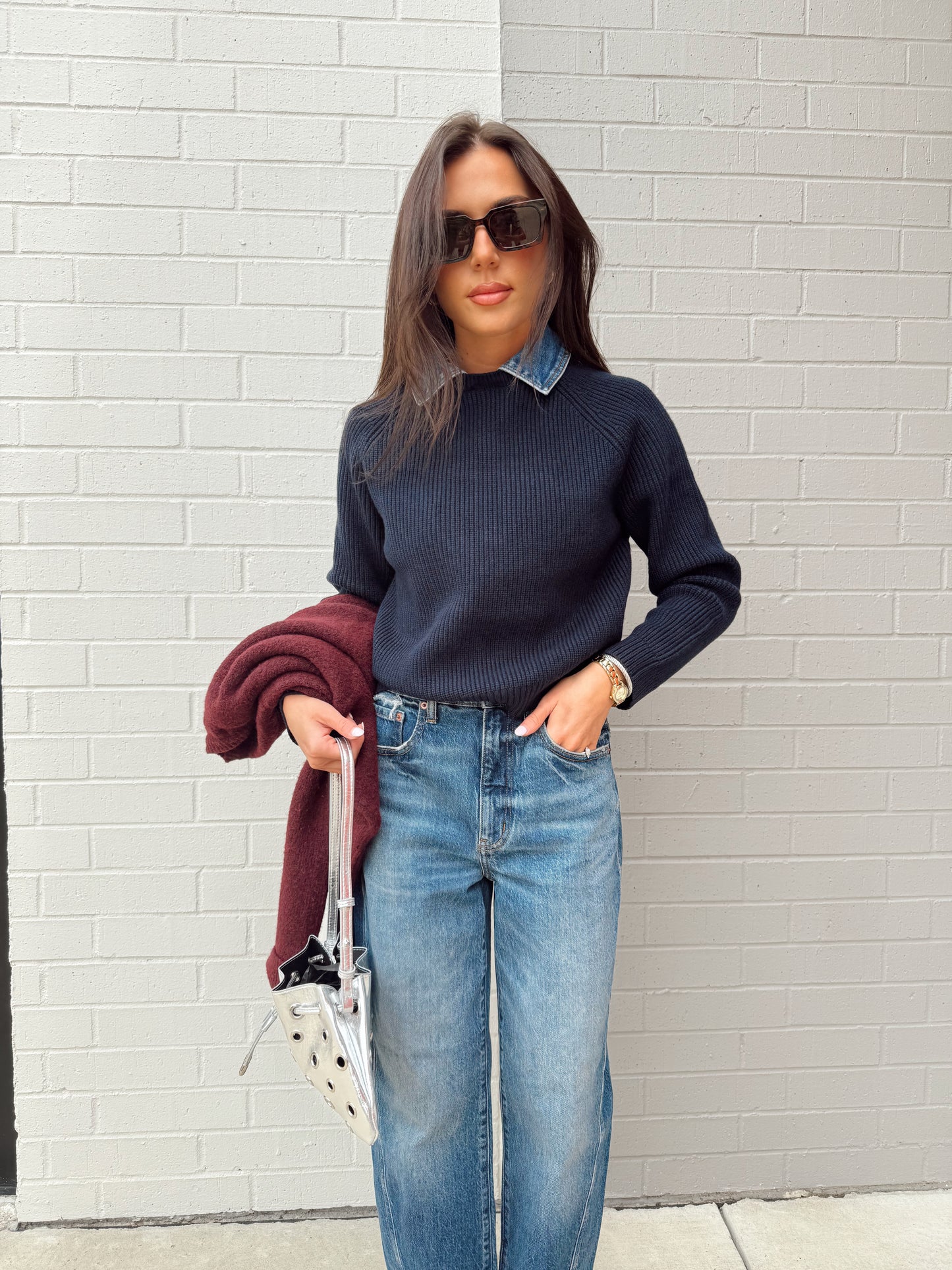 DASH DENIM COLLAR PULLOVER