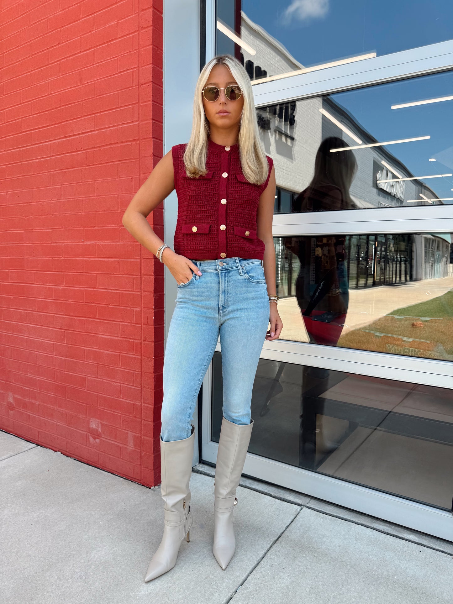 SELENA BUTTON KNIT TOP