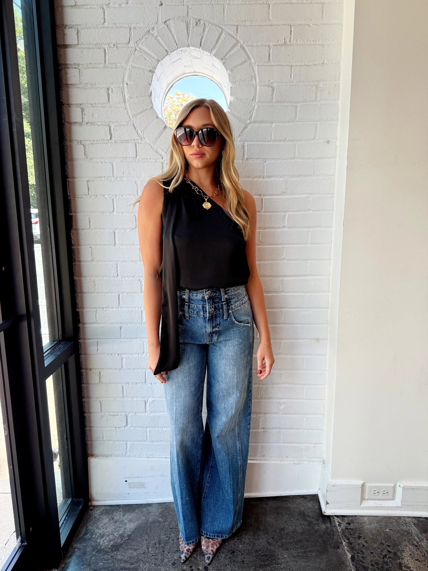 LISETTE SCARF ONE SHOULDER TOP