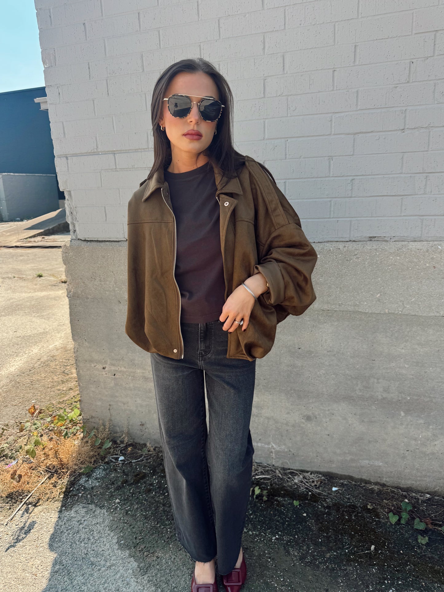 SUEDE ZIP UP JACKET