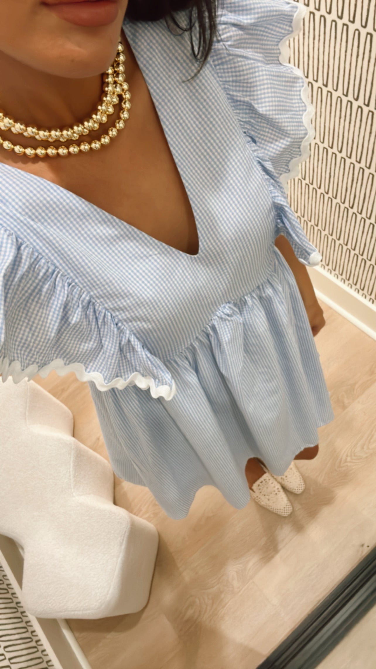 MICRO GINGHAM SCALLOPED MINI