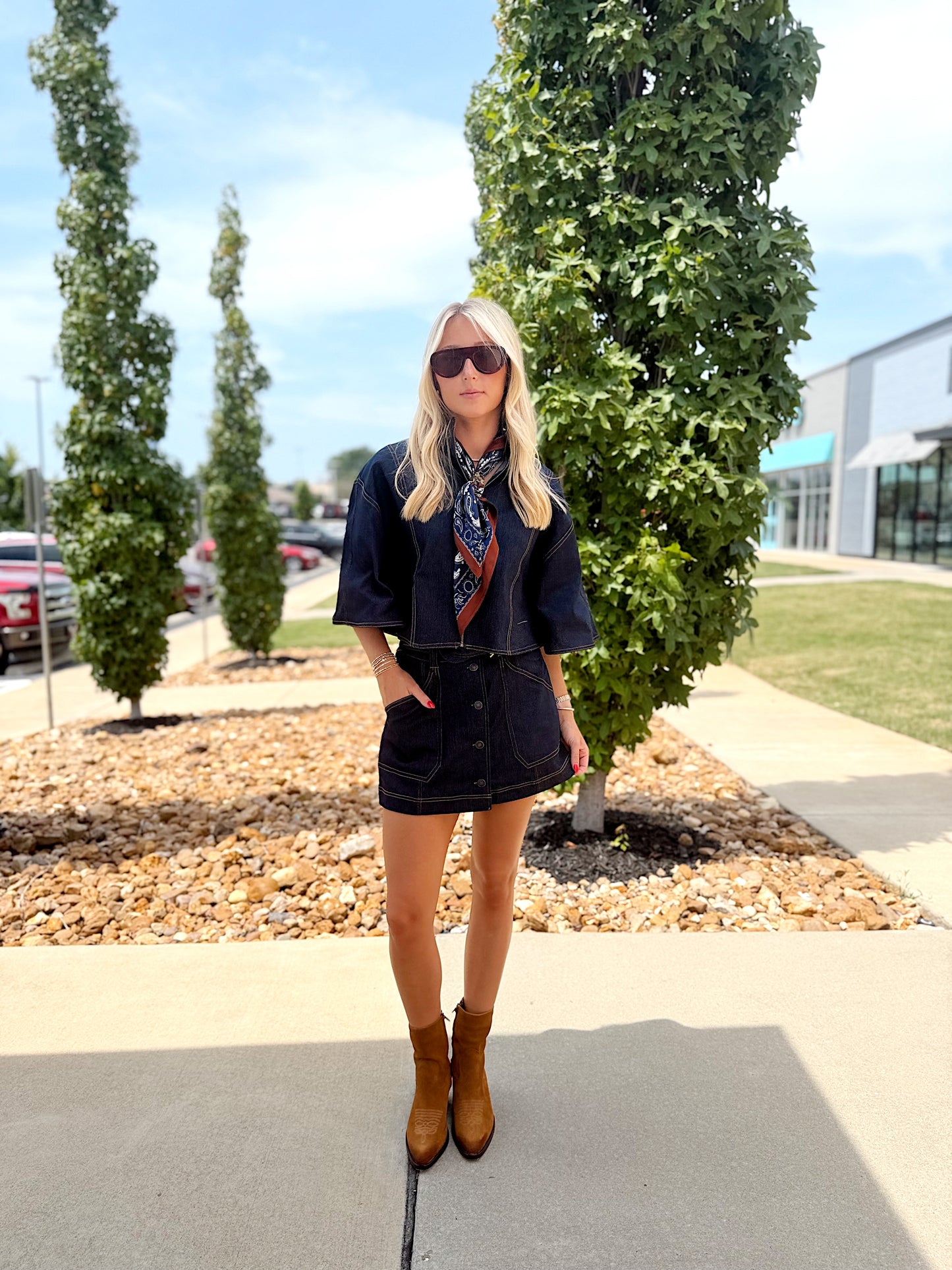 DENIM CAPELET TOP