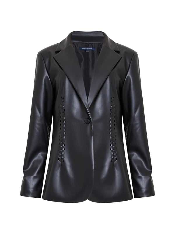 CROLENDA FAUX LEATHER STITCH BLAZER