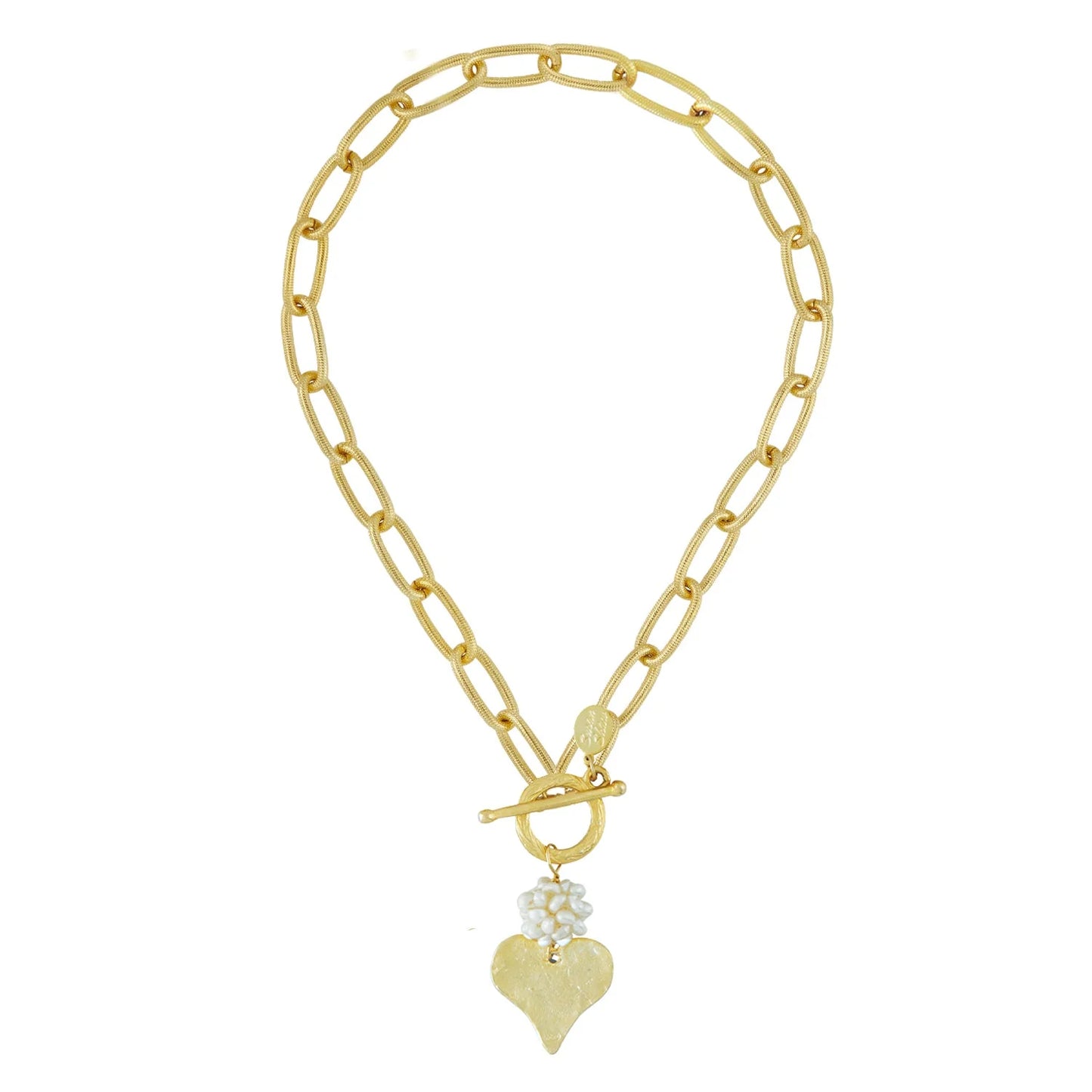 PEARL CLUSTER + HEART TOGGLE NECKLACE