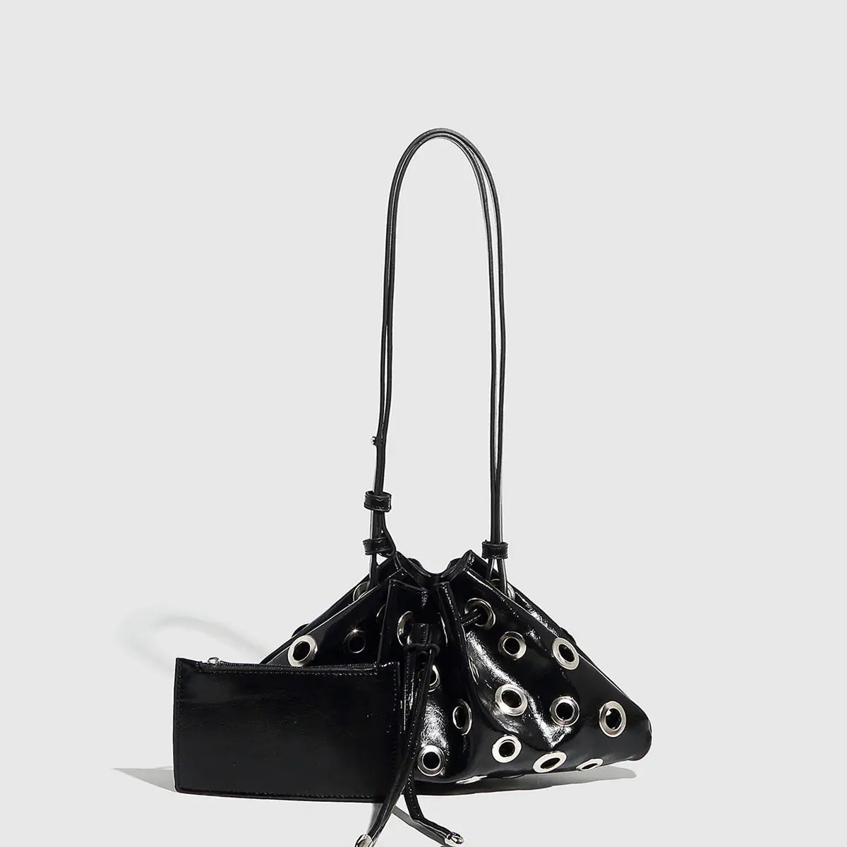 METAL EYELET BUCKET BAG