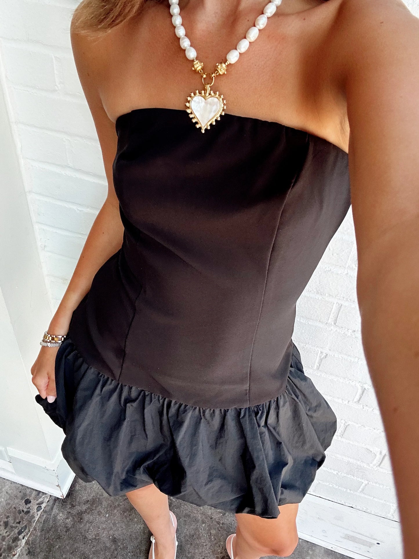 STRAPLESS BUBBLE MINI DRESS
