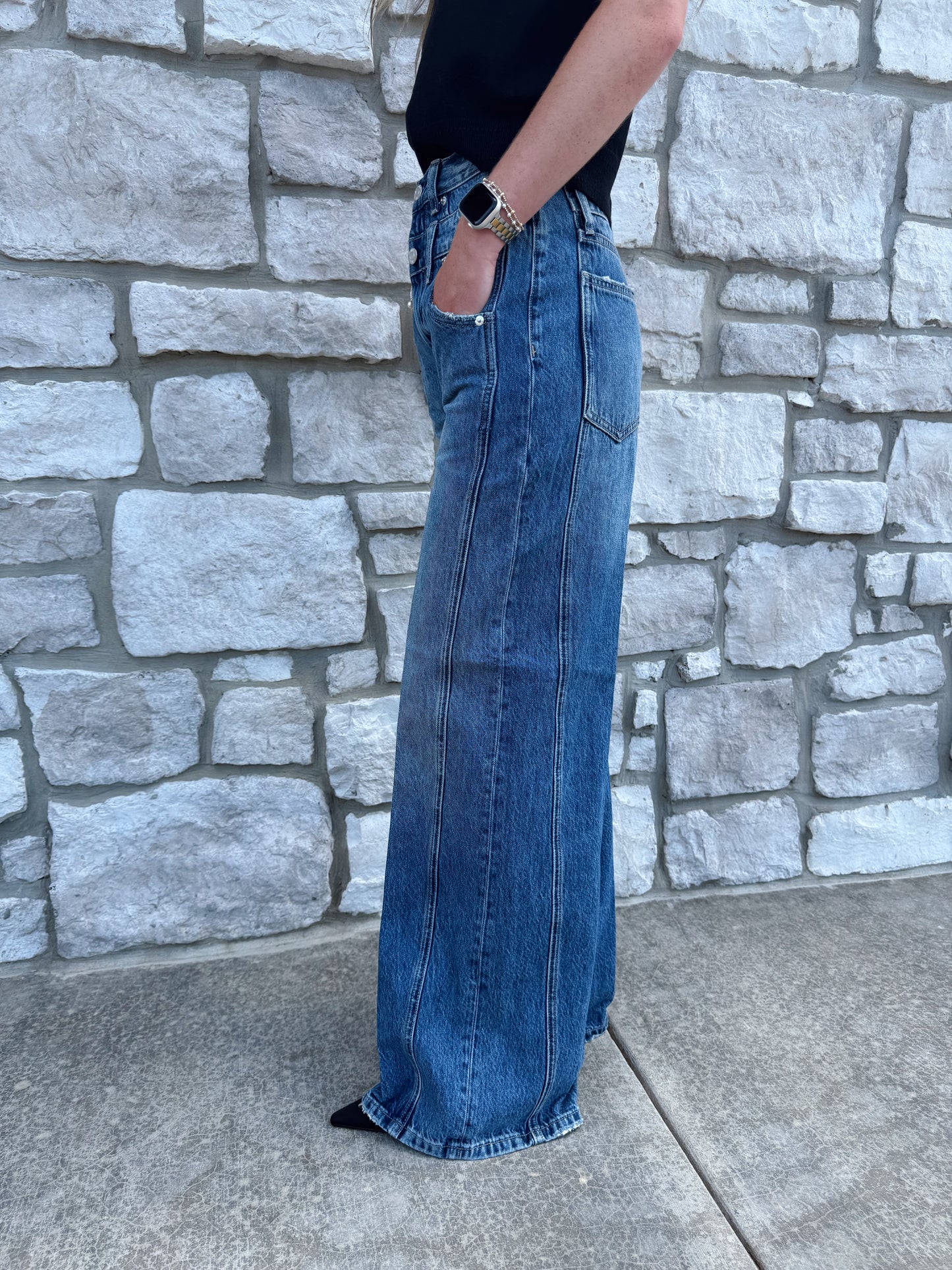 CALEB HIGH RISE RELAXED STACKED WAIST