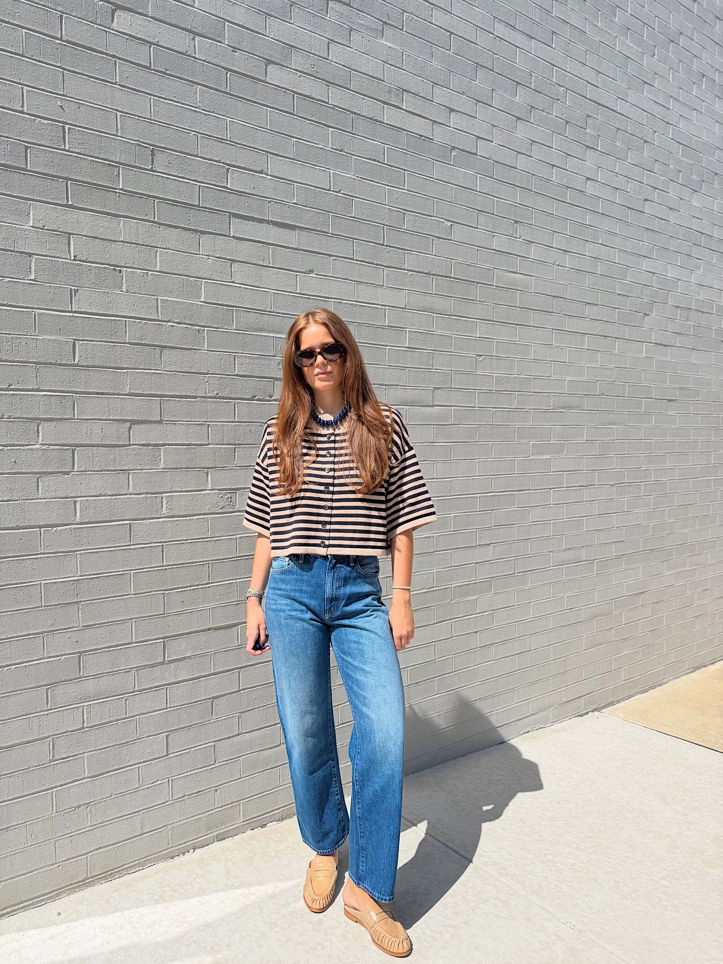 NATALIE STRIPE LOOSE KNIT TOP