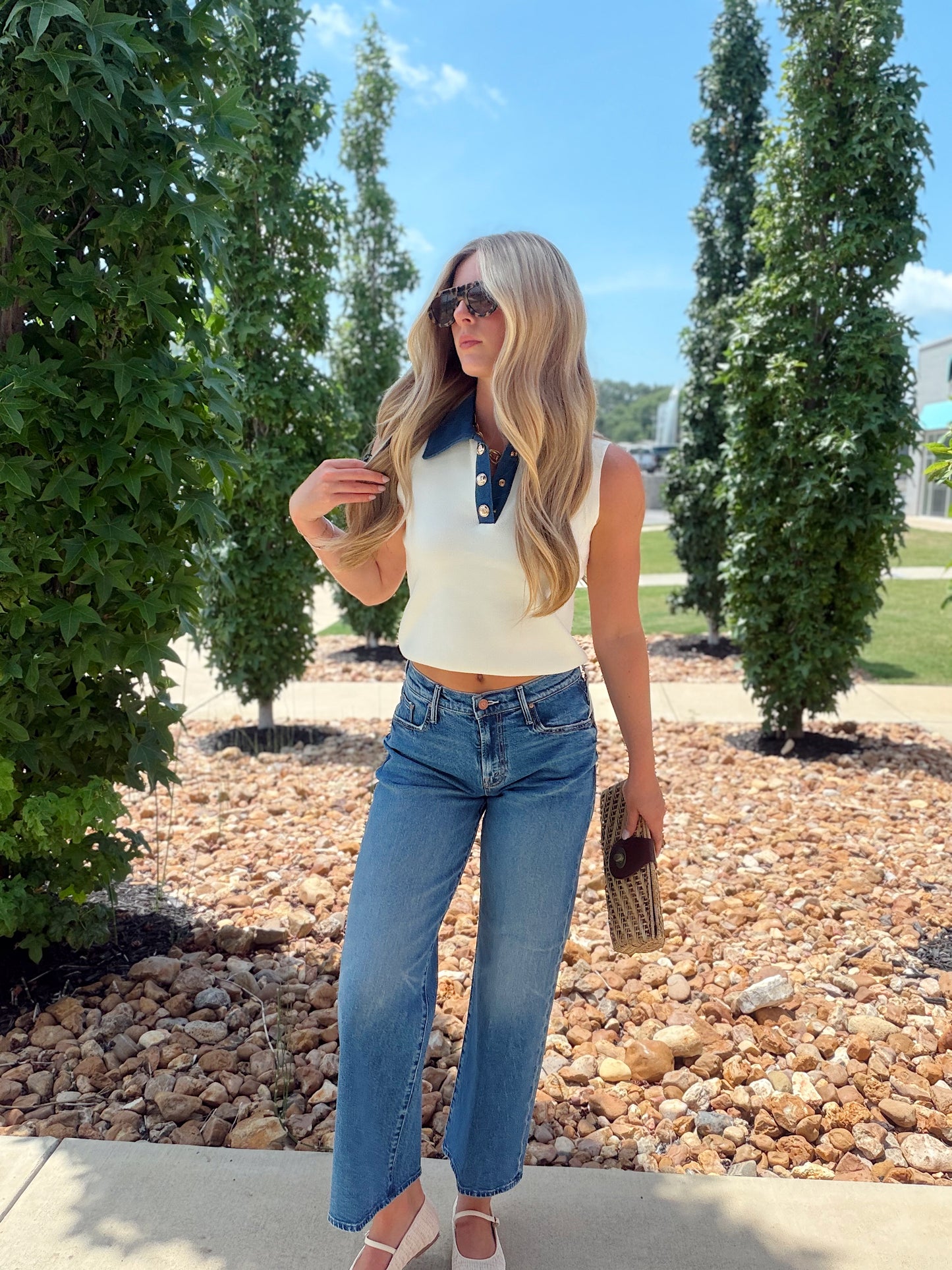MÁXIME KNIT DENIM COLLAR VEST