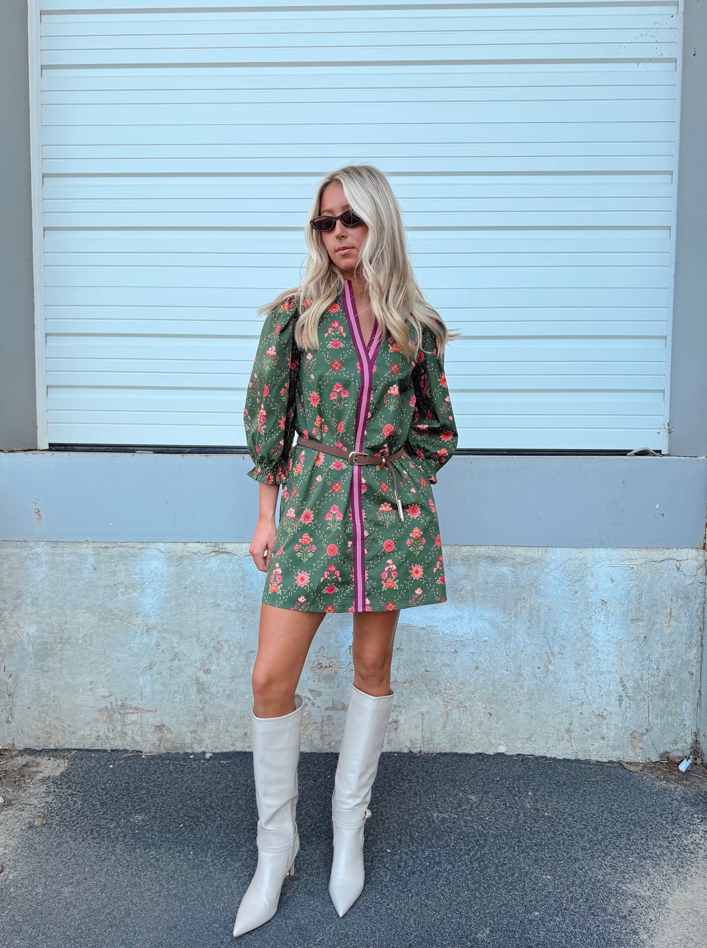 OLIVE FLORAL PRINT DRESS