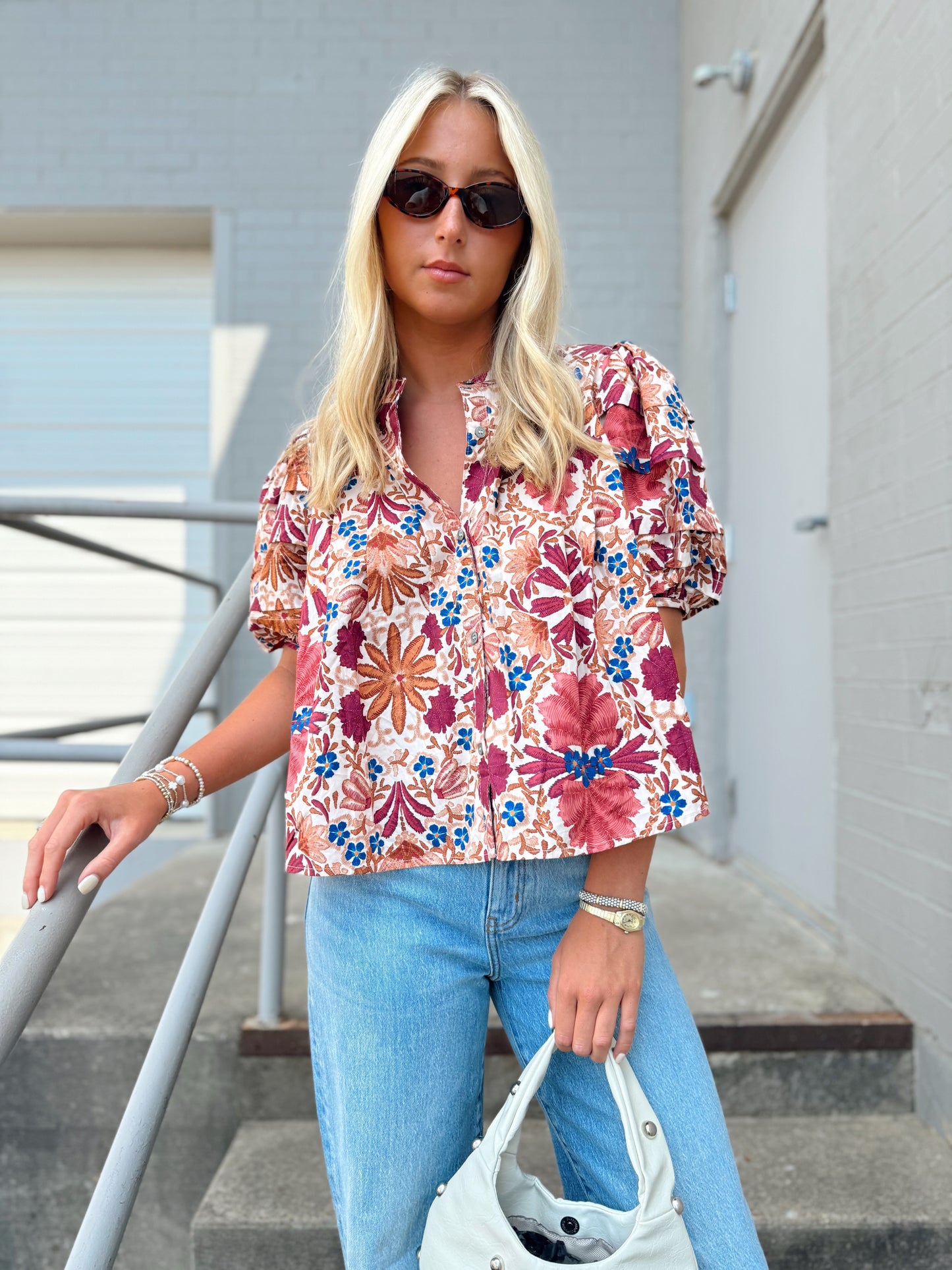 BRIA FLORAL BALLOON SHIRT