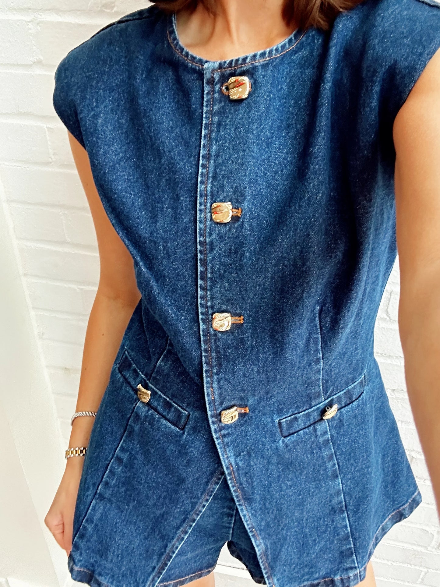 DENIM BUTTONED VEST