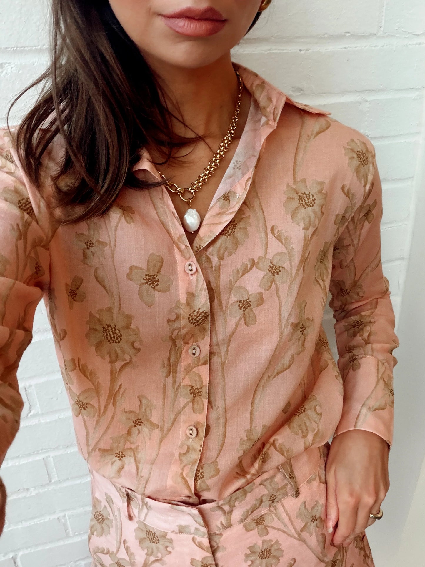 CORAL PRINT BLOUSE
