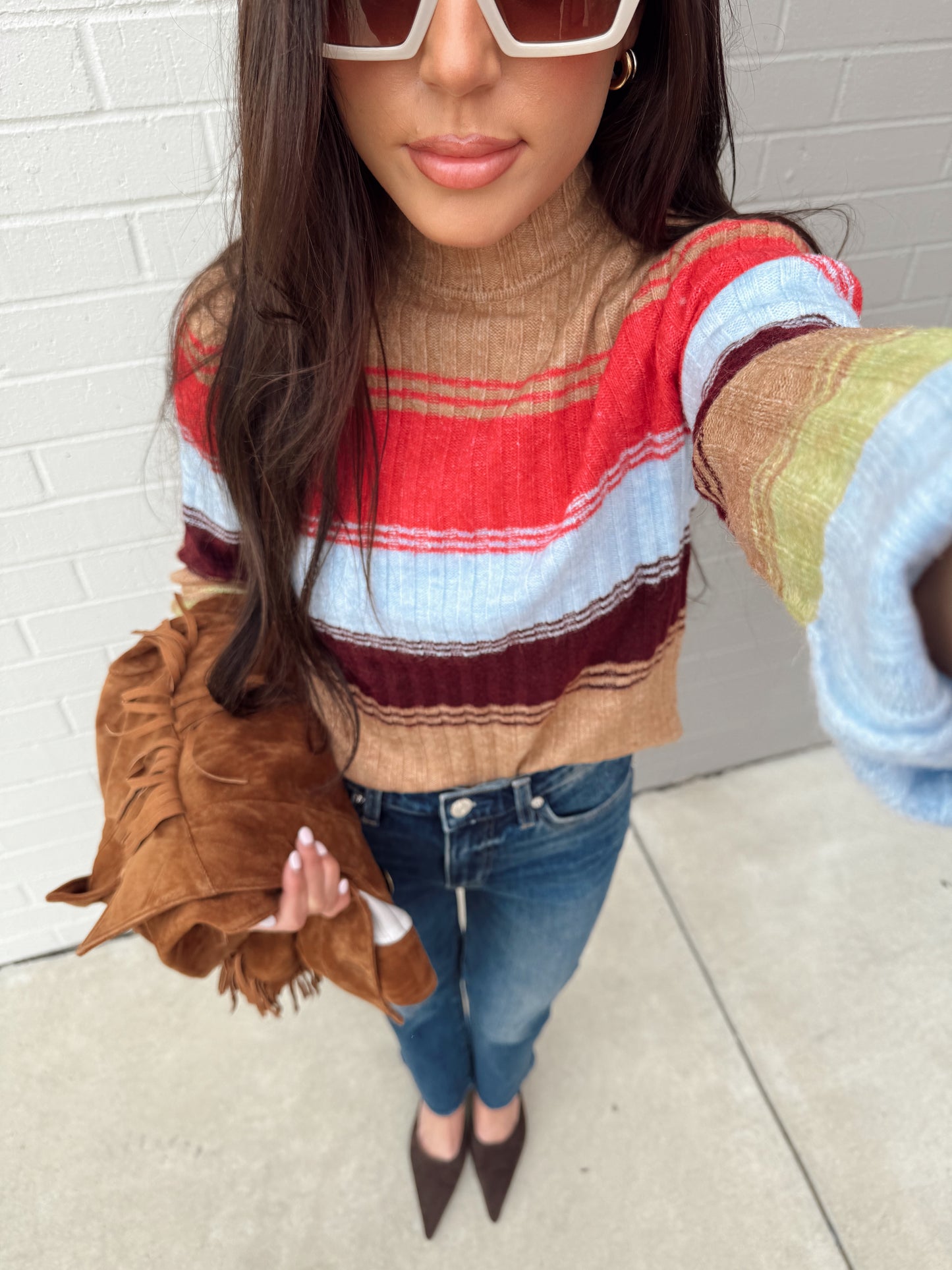 MARLEY RIIBBED GRADIENT STRIPE TURTLE NECK