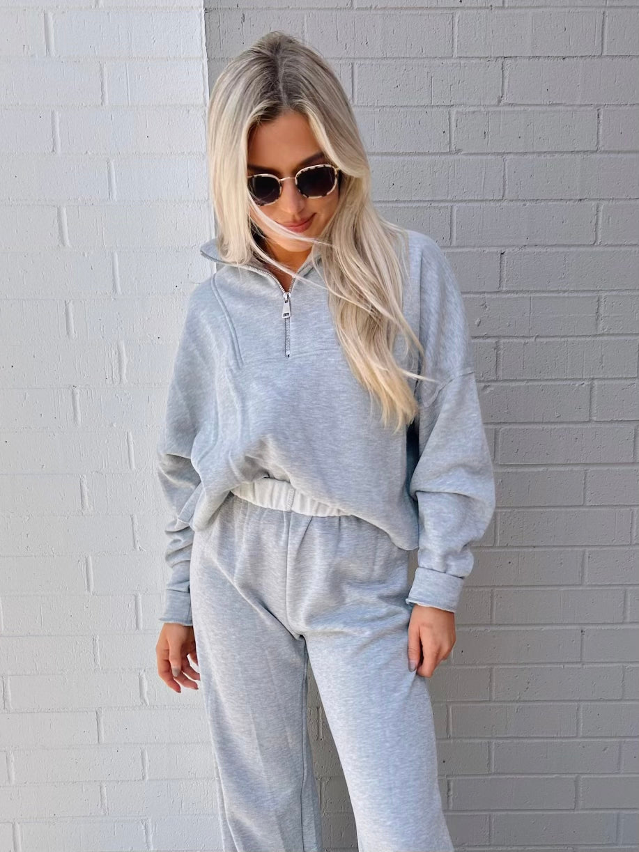 FLEECE QUARTER ZIP W/ RAW EDGE