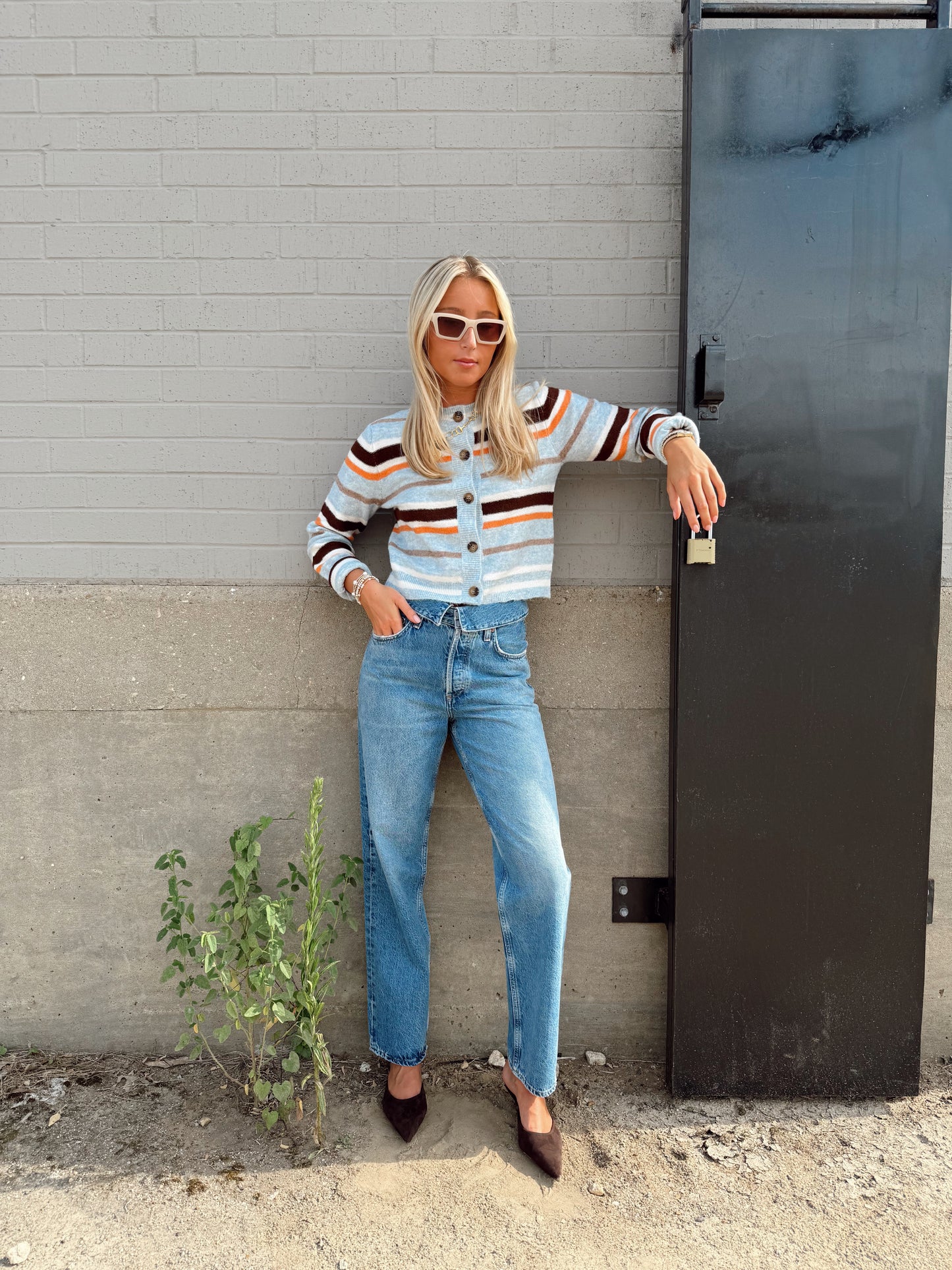 ASH STRIPED CARDIGAN TOP