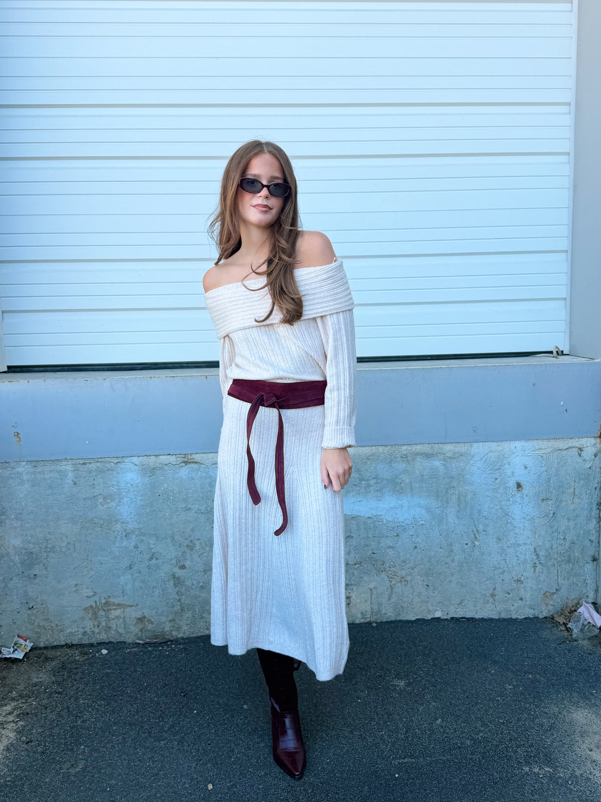 LUCIEN KNIT OFF SHOULDER RELAXED PULLOVER