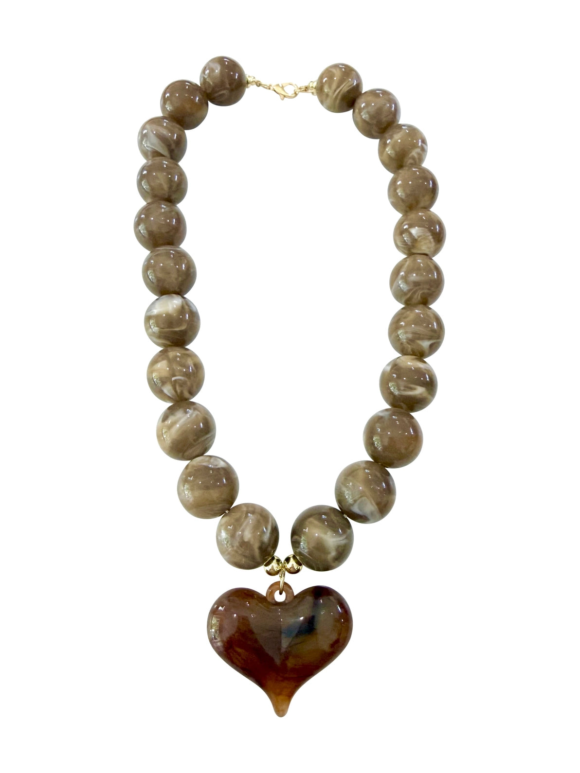 KAIDEN CHUNKY BEADED NECKLACE W/ HEART CHARM-2