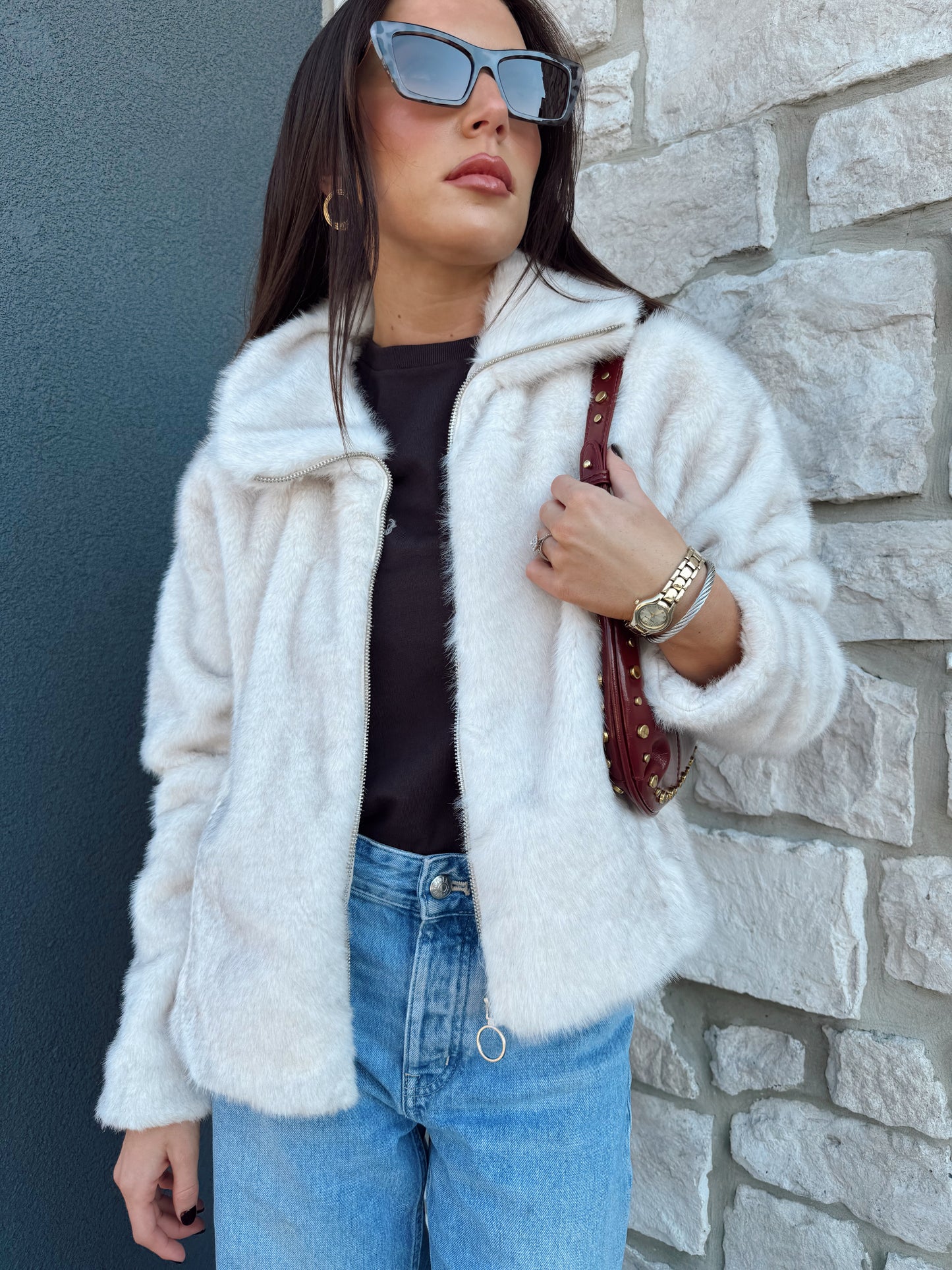 AMETHYST FAUX FUR JACKET