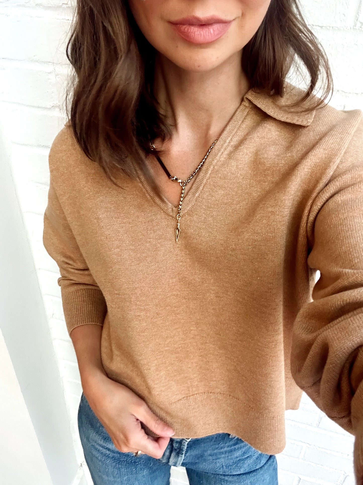 SLOAN KNIT COLLARED PULLOVER