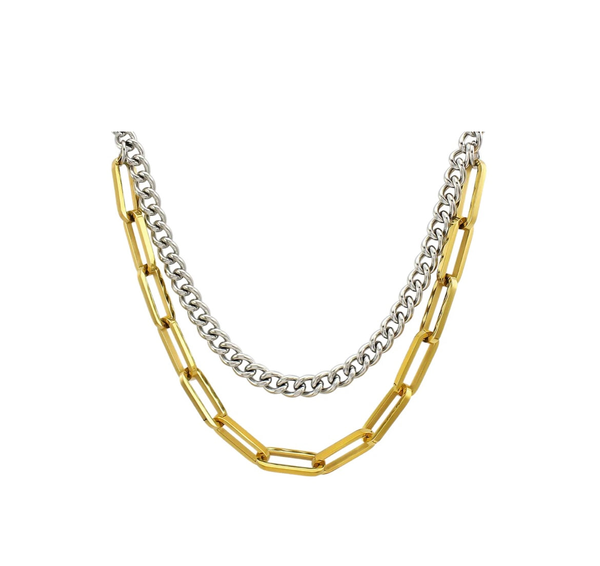 STACKED TWO TONE NECKLACE