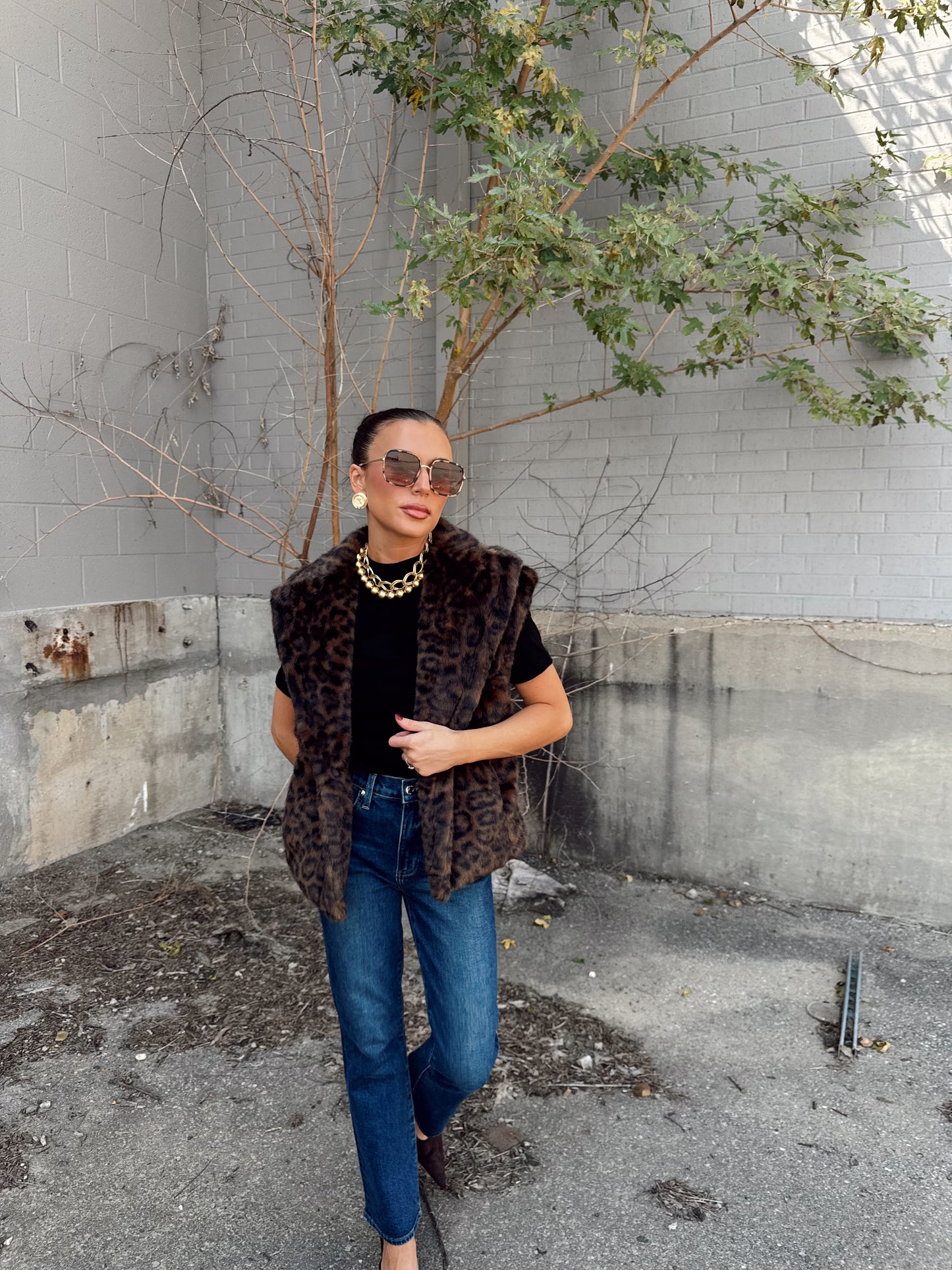 WAVERLY LEOPARD FAUX FUR VEST