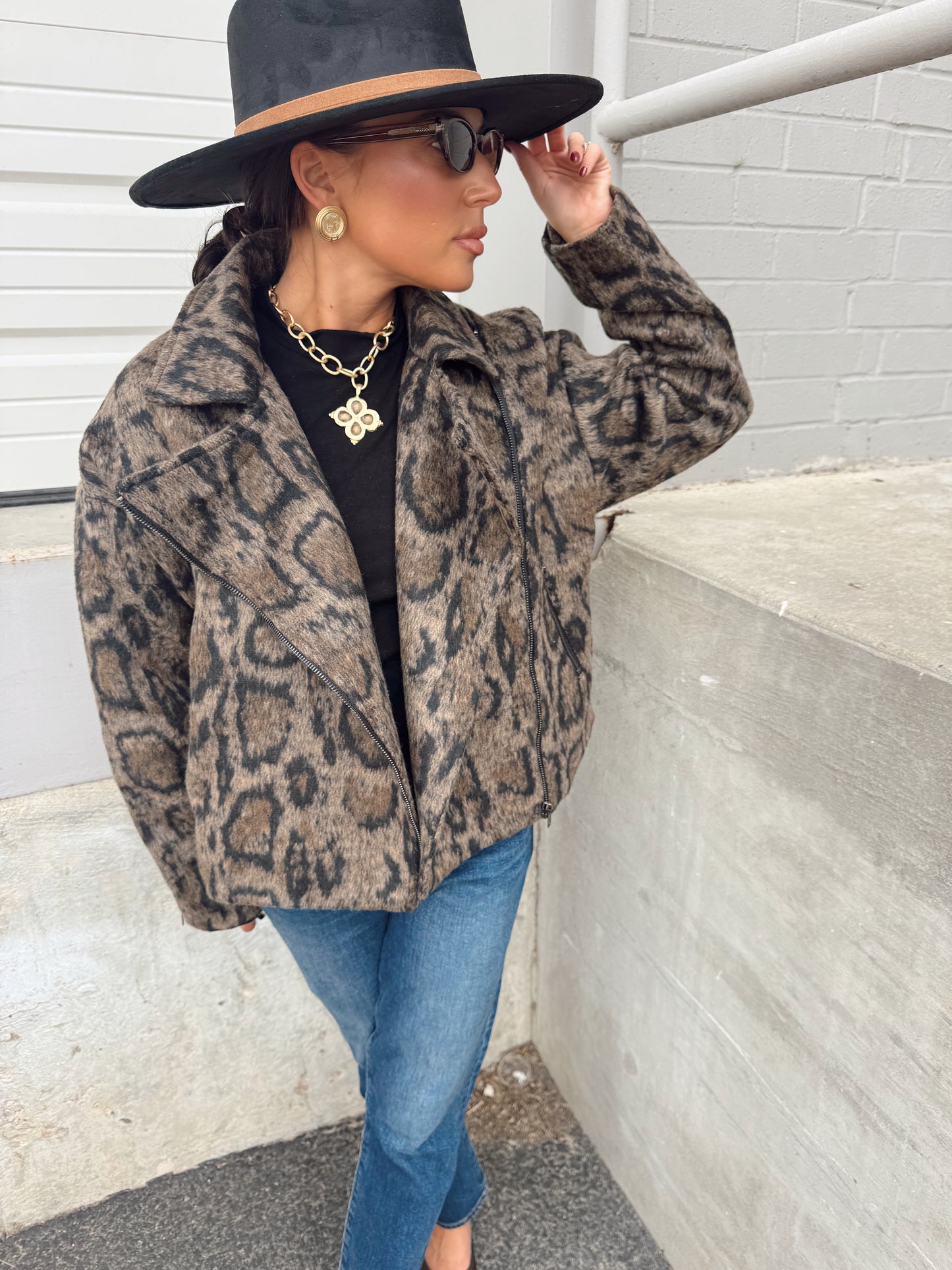 STRADA BRUSHED VEGAN OVERSIZED JACKET