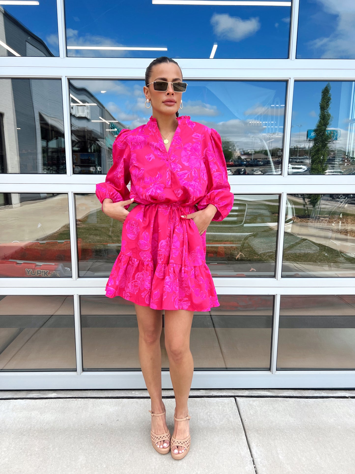 JAZLYN FLORAL SPLIT MINI DRESS