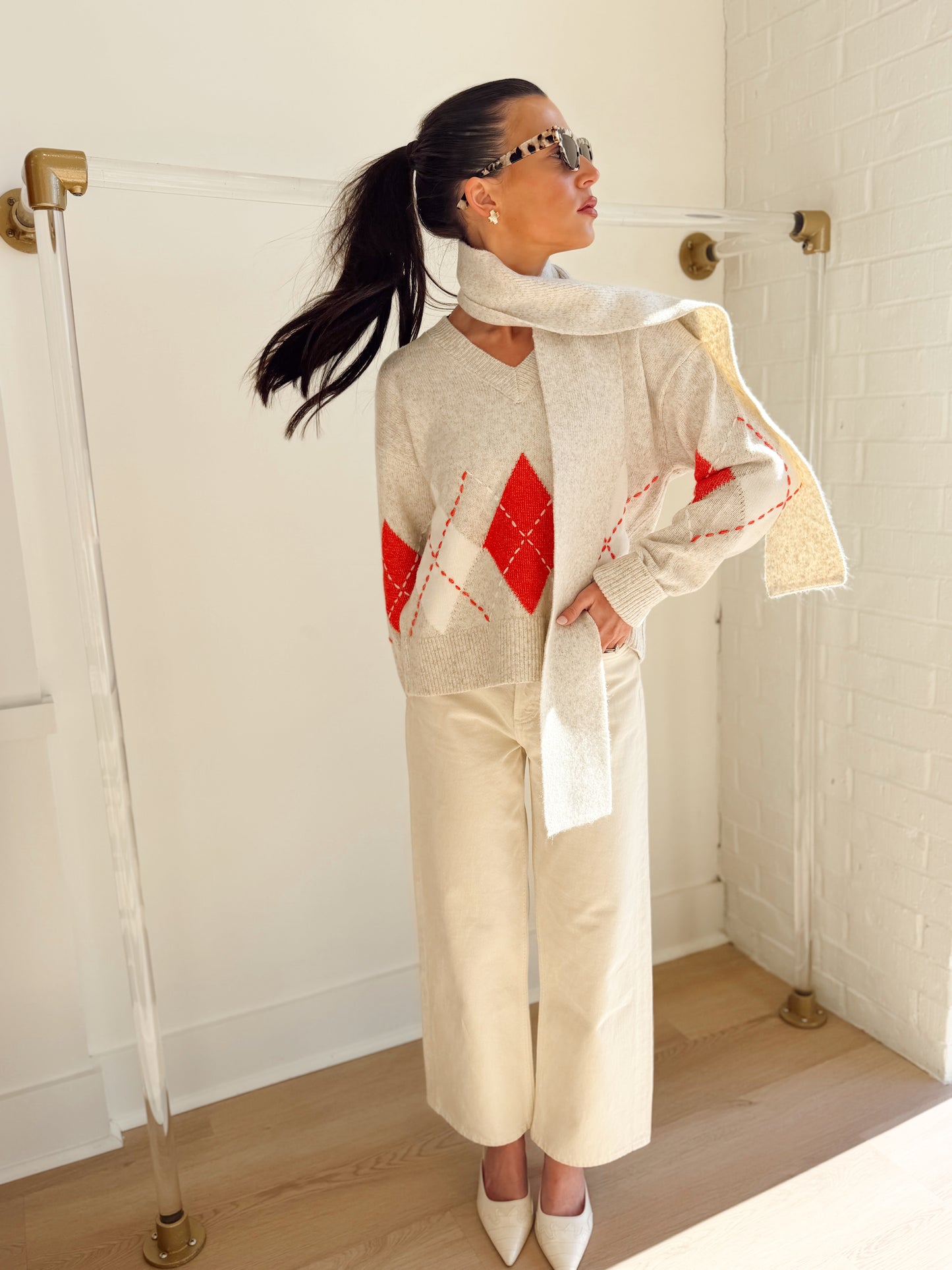 ARGYLE SCARF SWEATER