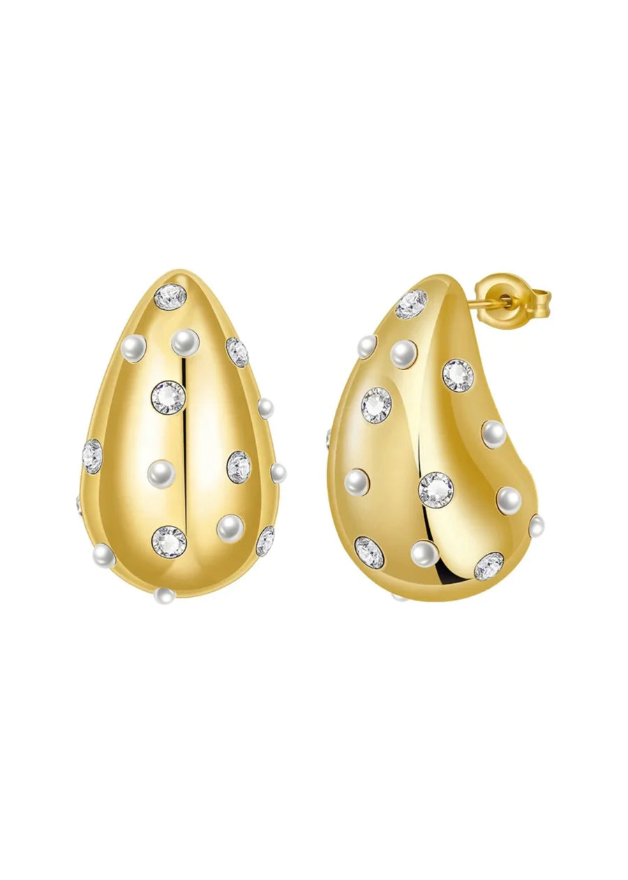 PEARL PAVE DROP STUDS