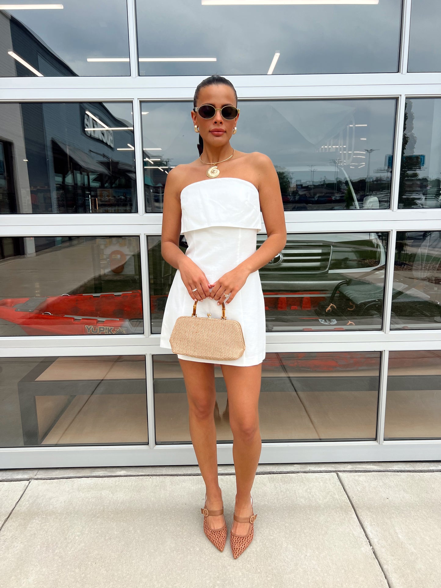 FOLDED PANEL LINEN MINI DRESS